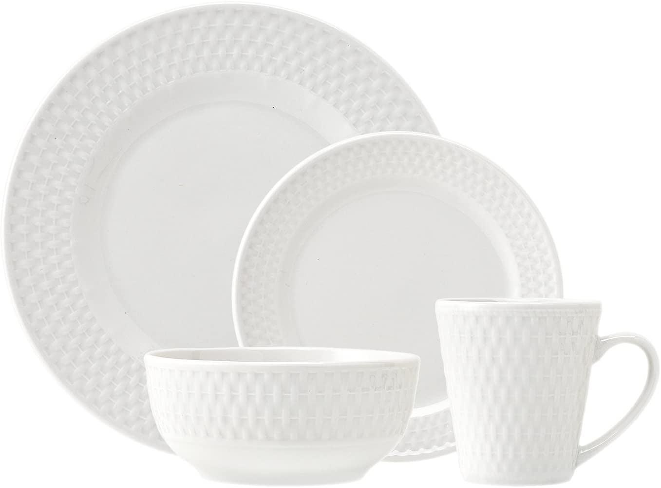 Elegant White Porcelain 16-Piece Dinnerware Set for 4