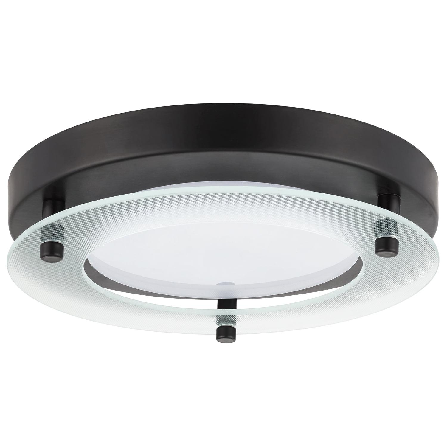 8-Inch Black and Clear Glass LED Flush Mount Ceiling Light