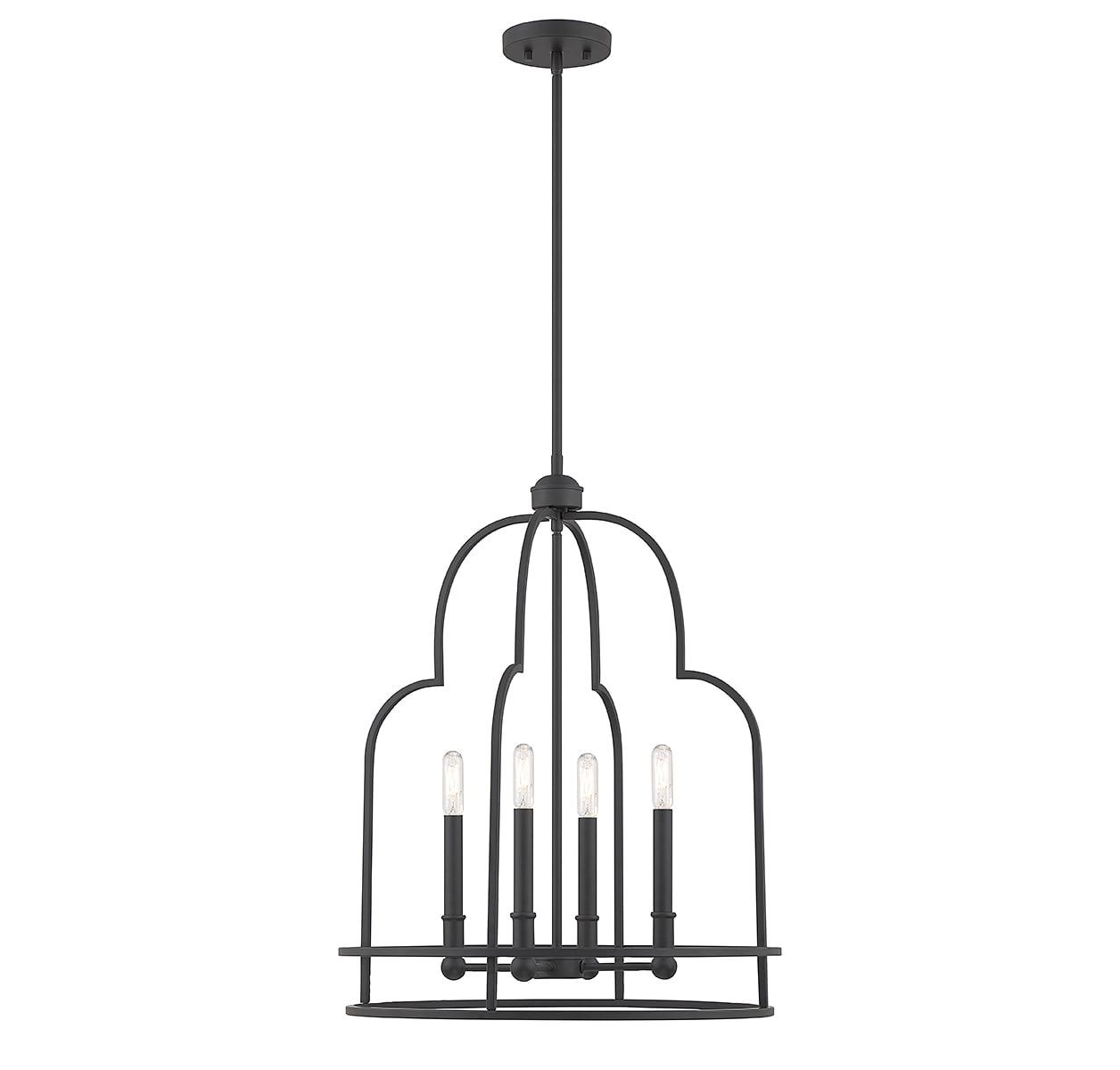 Matte Black 4-Light Pendant with Adjustable Height