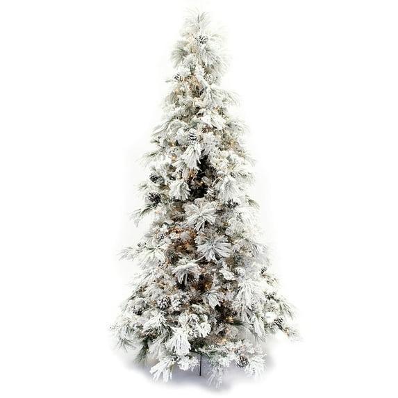 Direct Export 9' Flocked Pine Long Needle Prelit Artificial Christmas Tree