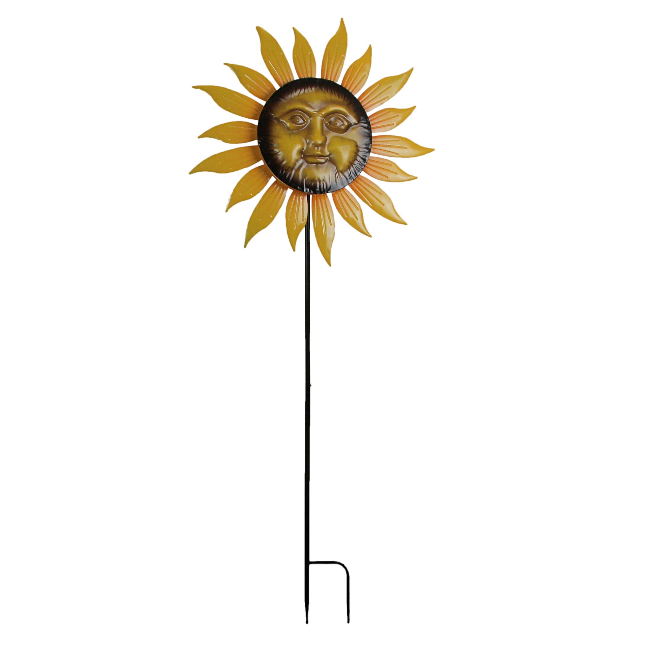 Multicolor Metal Sunflower Garden Wind Spinner Stake 71.5 Inches