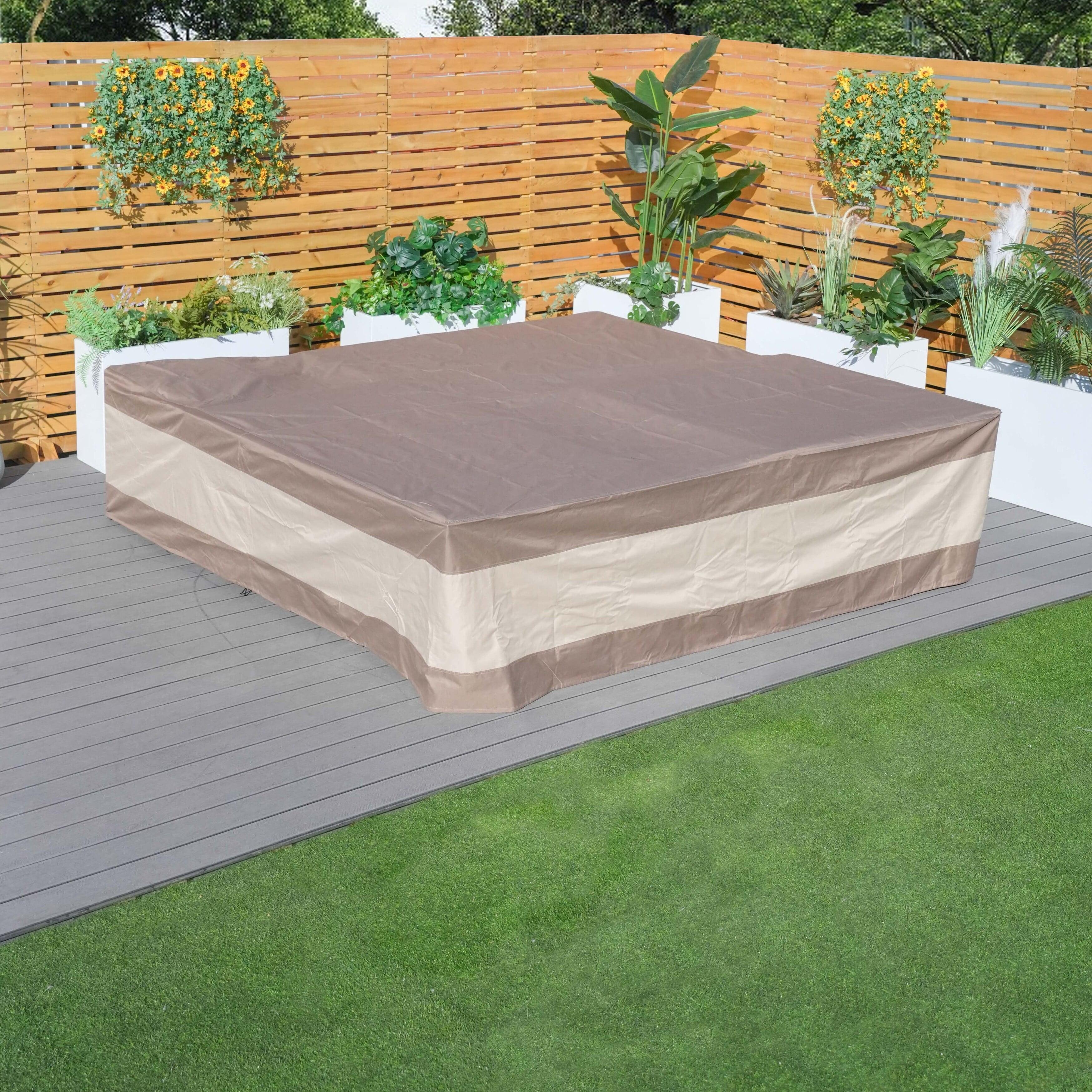 Large Beige and Brown Waterproof Polyester Patio Furniture Cover