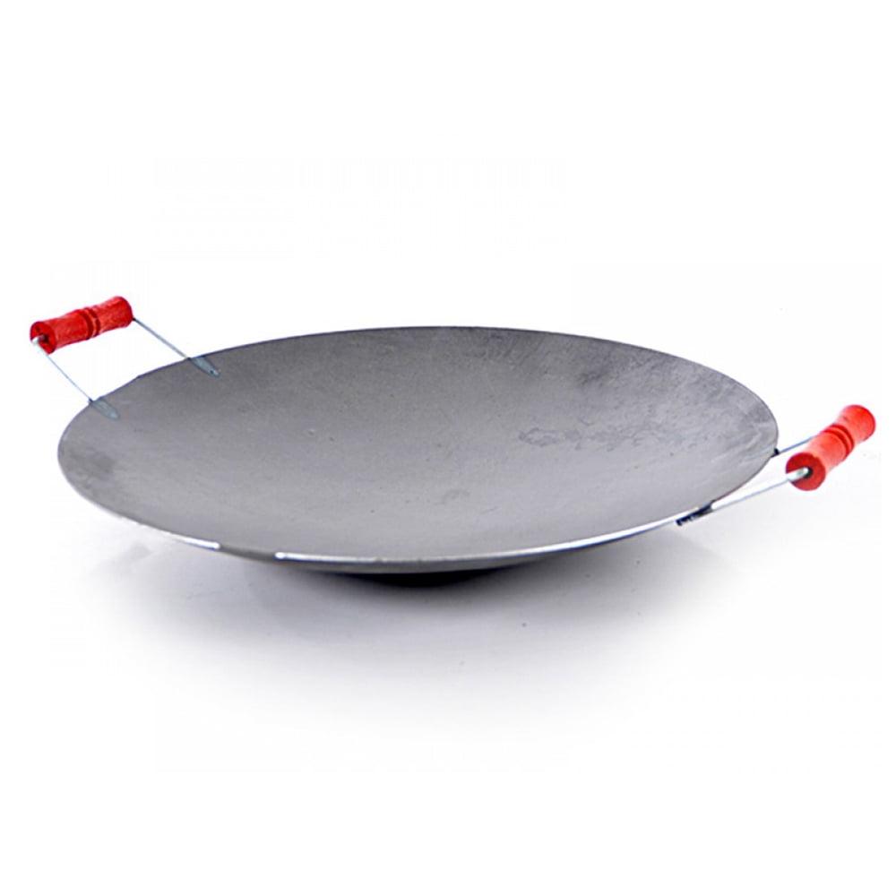 Medium 13.7 Inch Steel Cowboy Wok with Red Handles