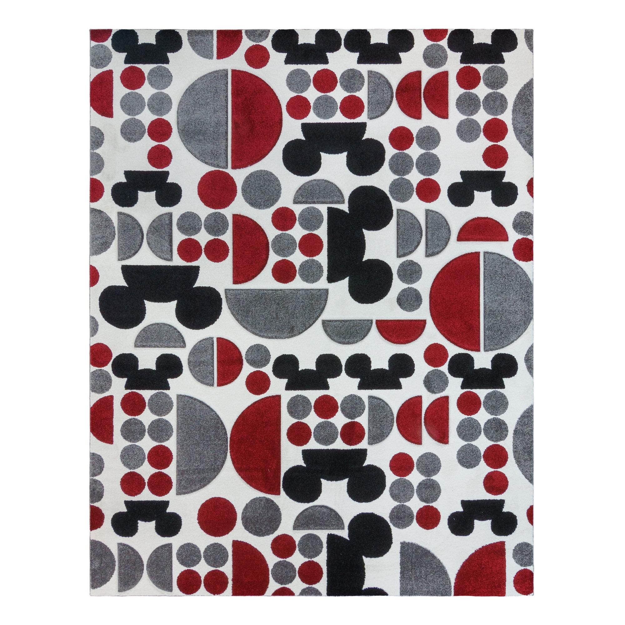 Licensed Disney Bravo Mickey Mouse Spheres Black/Red/White Indoor Area Rug