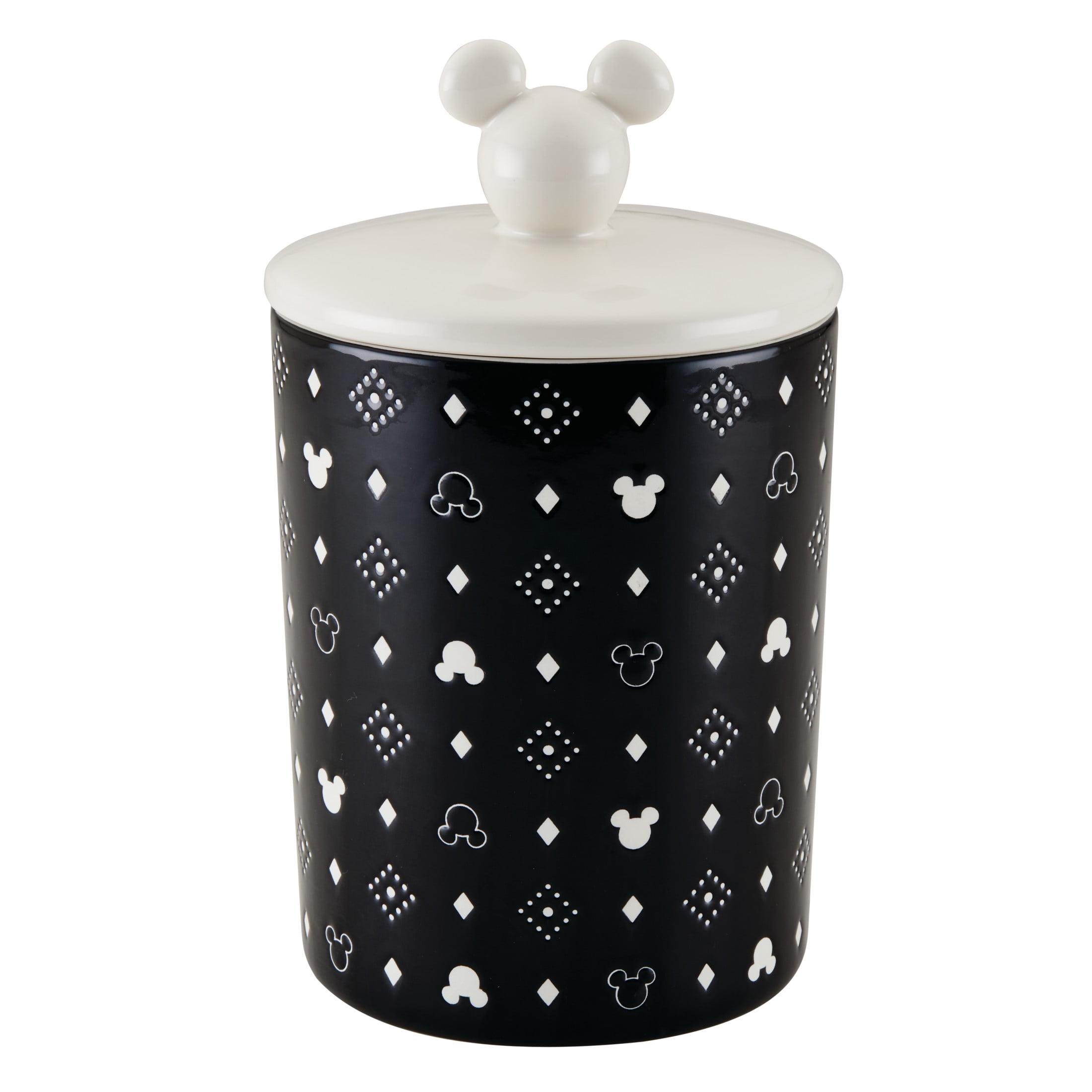 Black Geometric Ceramic Canister with Lid, 7 Cup