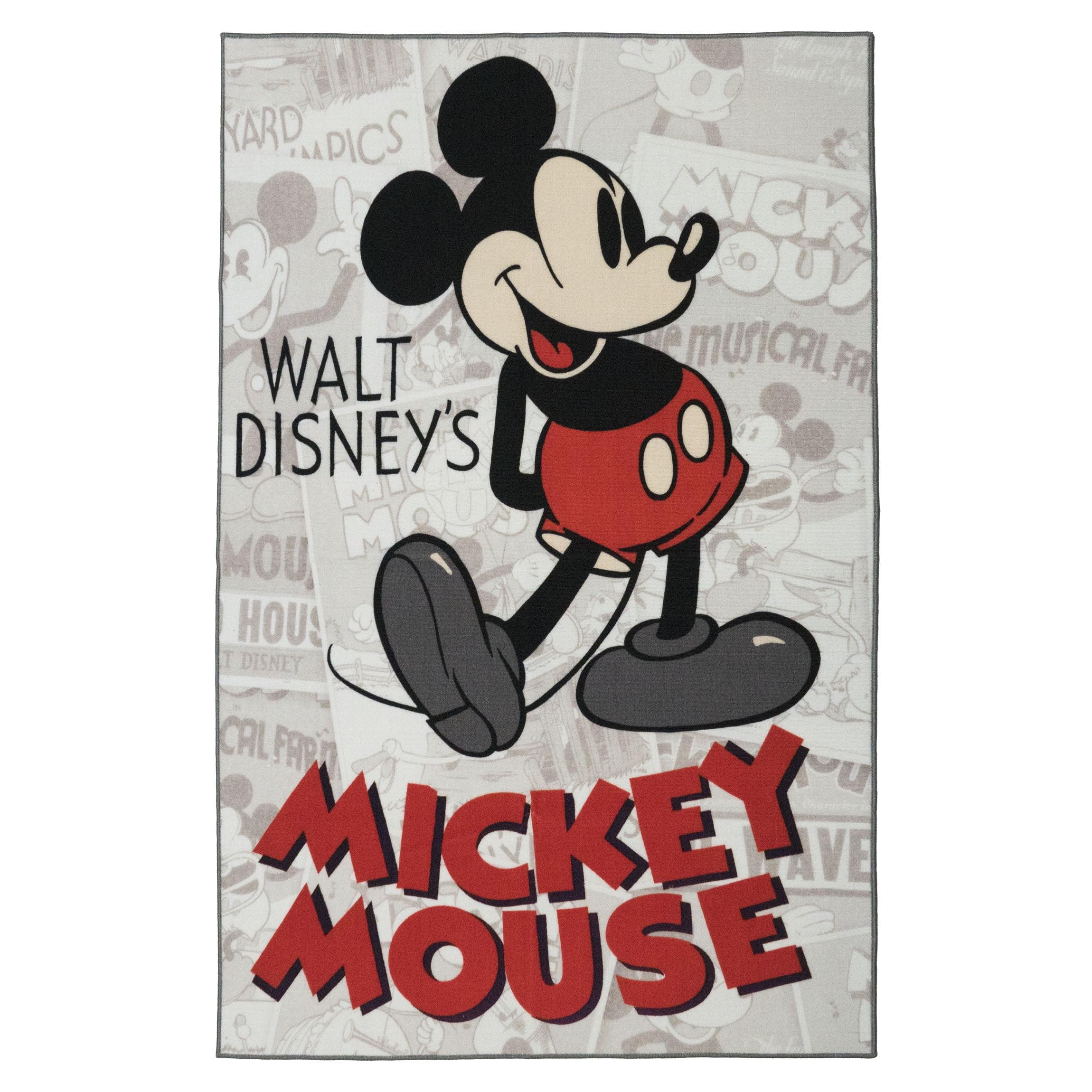 Vintage Mickey Mouse Reversible Kids' Area Rug, Black 4'6"x6'6"