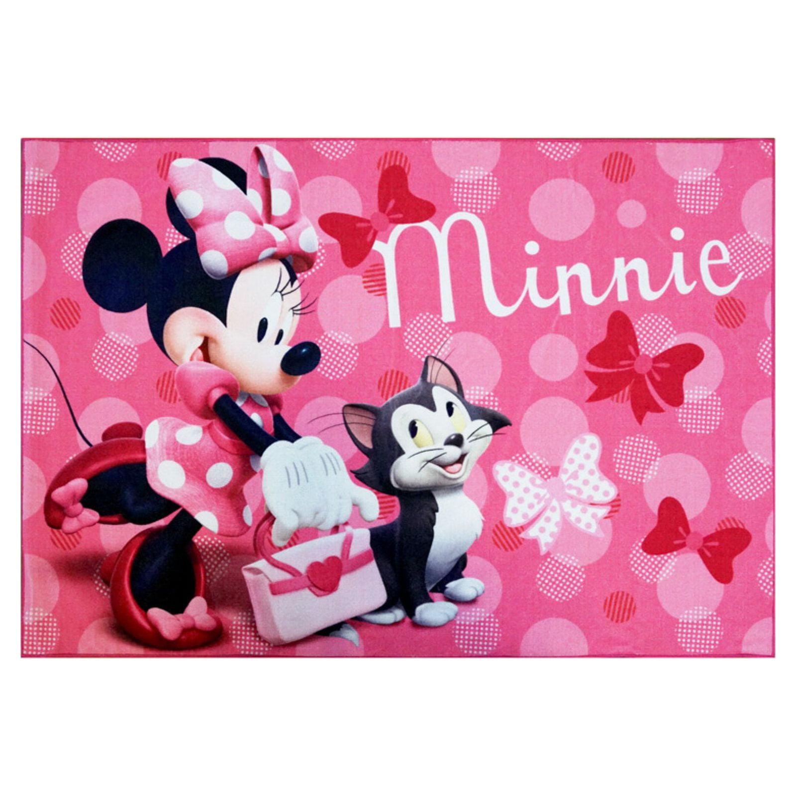 Licensed Disney Minnie Mouse Pink Ivory Polyester Youth Digital Printed Non-Slip Area Rug