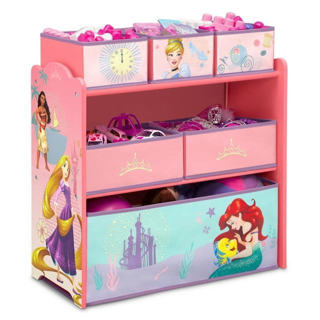 Delta Children 6 Bin Design and Storage Toy Organizer - Greenguard Gold Certified - Disney Princess