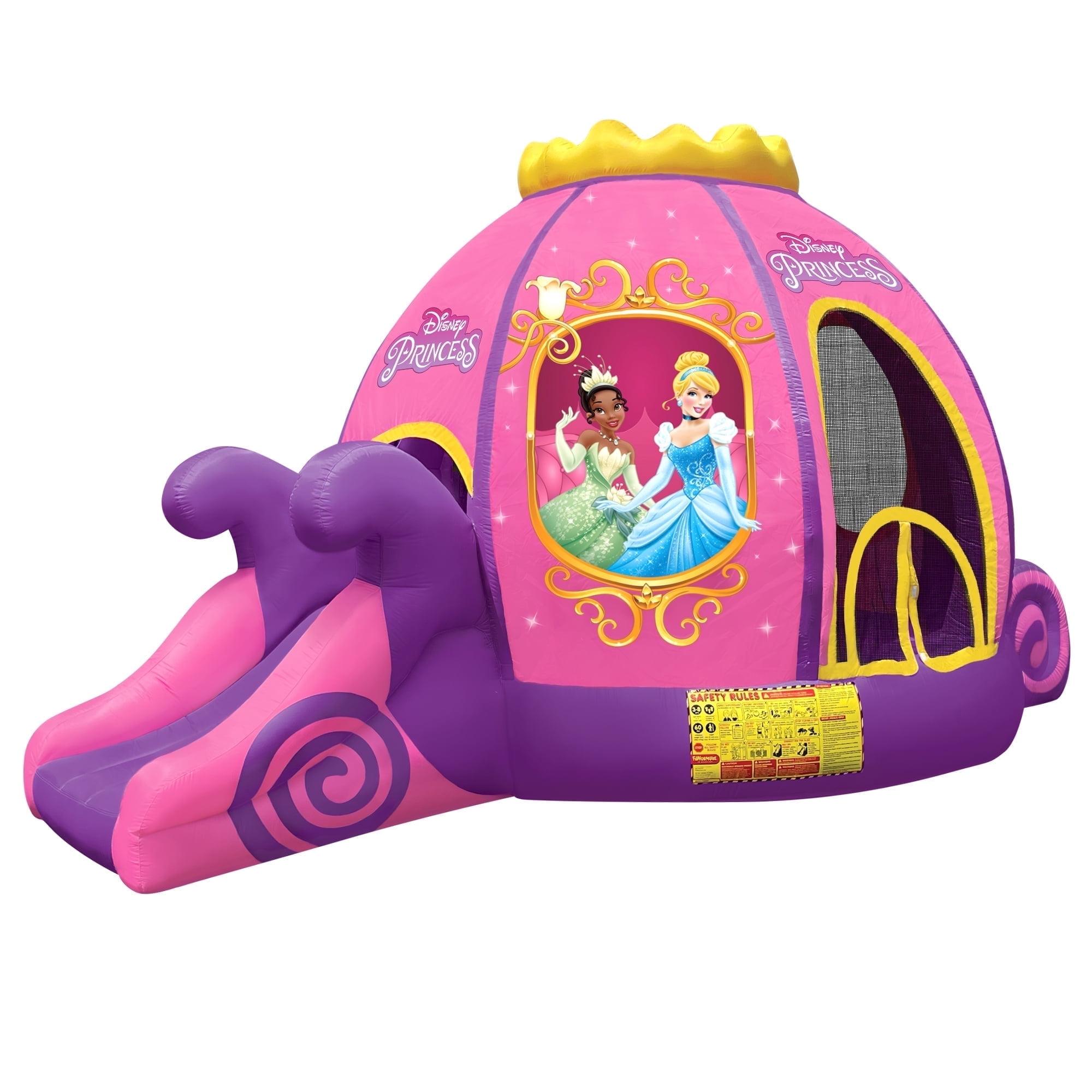 Funormous Disney Princess Carriage Inflatable Outdoor Bounce House with Slide and Ball Pit