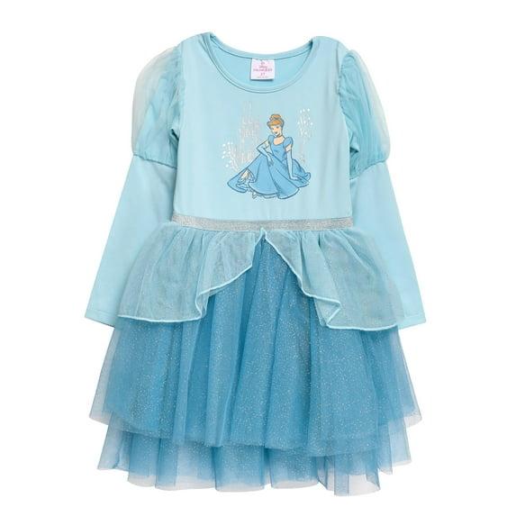 Disney Princess Cinderella Tutu Dress for Girls Glittery Layered Tutu Party Outfit Blue, 6X