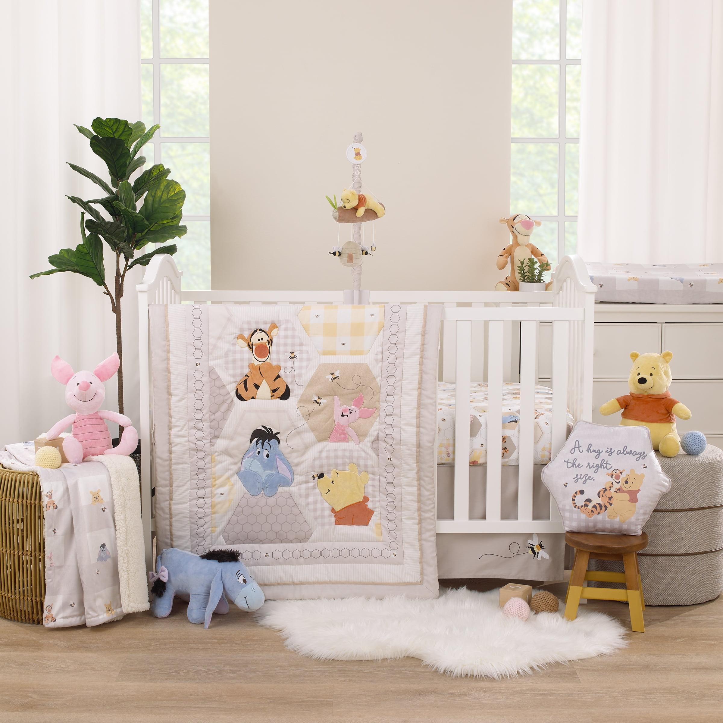 Disney NoJo Disney Winnie the Pooh Hugs and Honeycombs Patchwork with Piglet, Tigger and Eeyore 3 Piece Crib Bedding Set