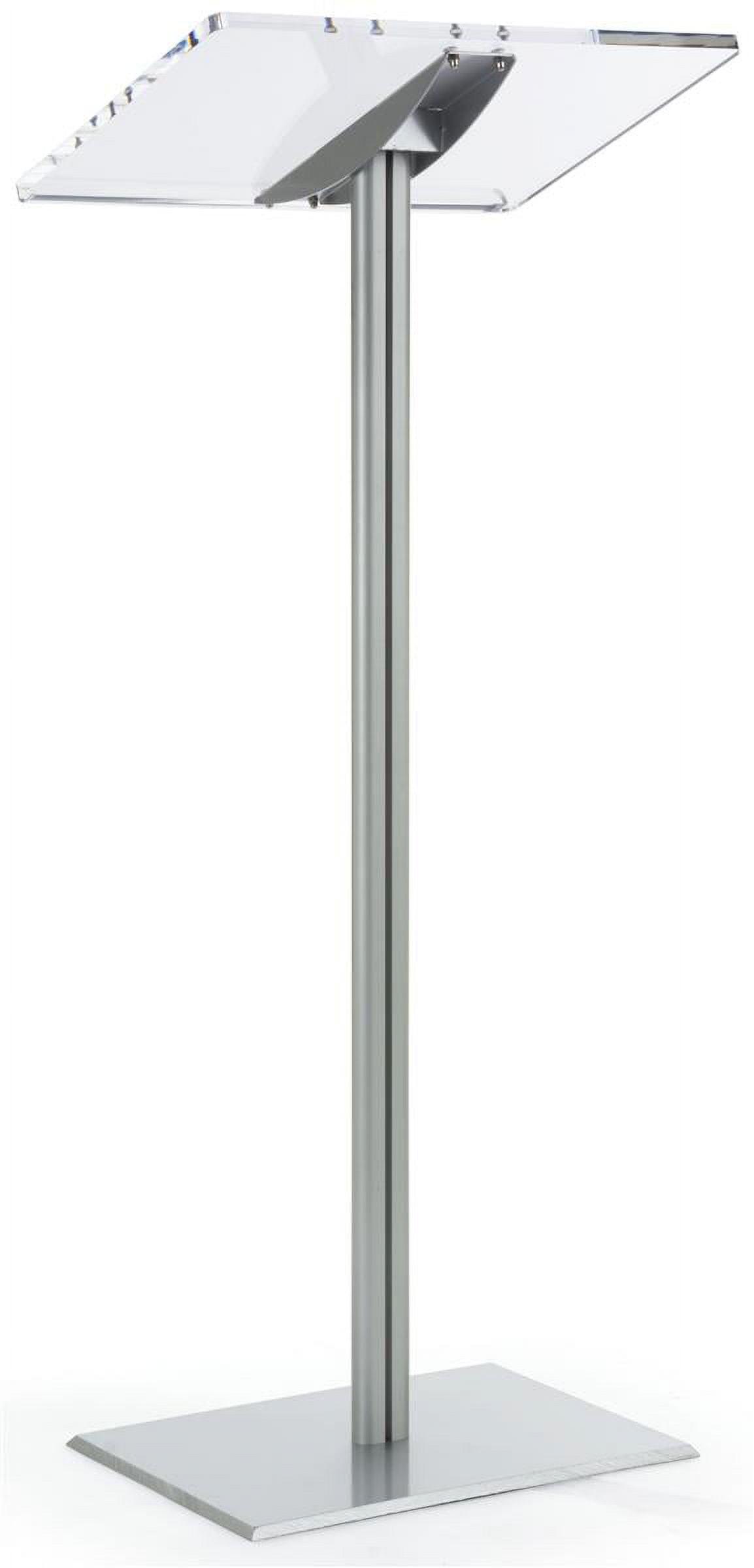 Silver and Clear Acrylic Floor Standing Speaking Podium