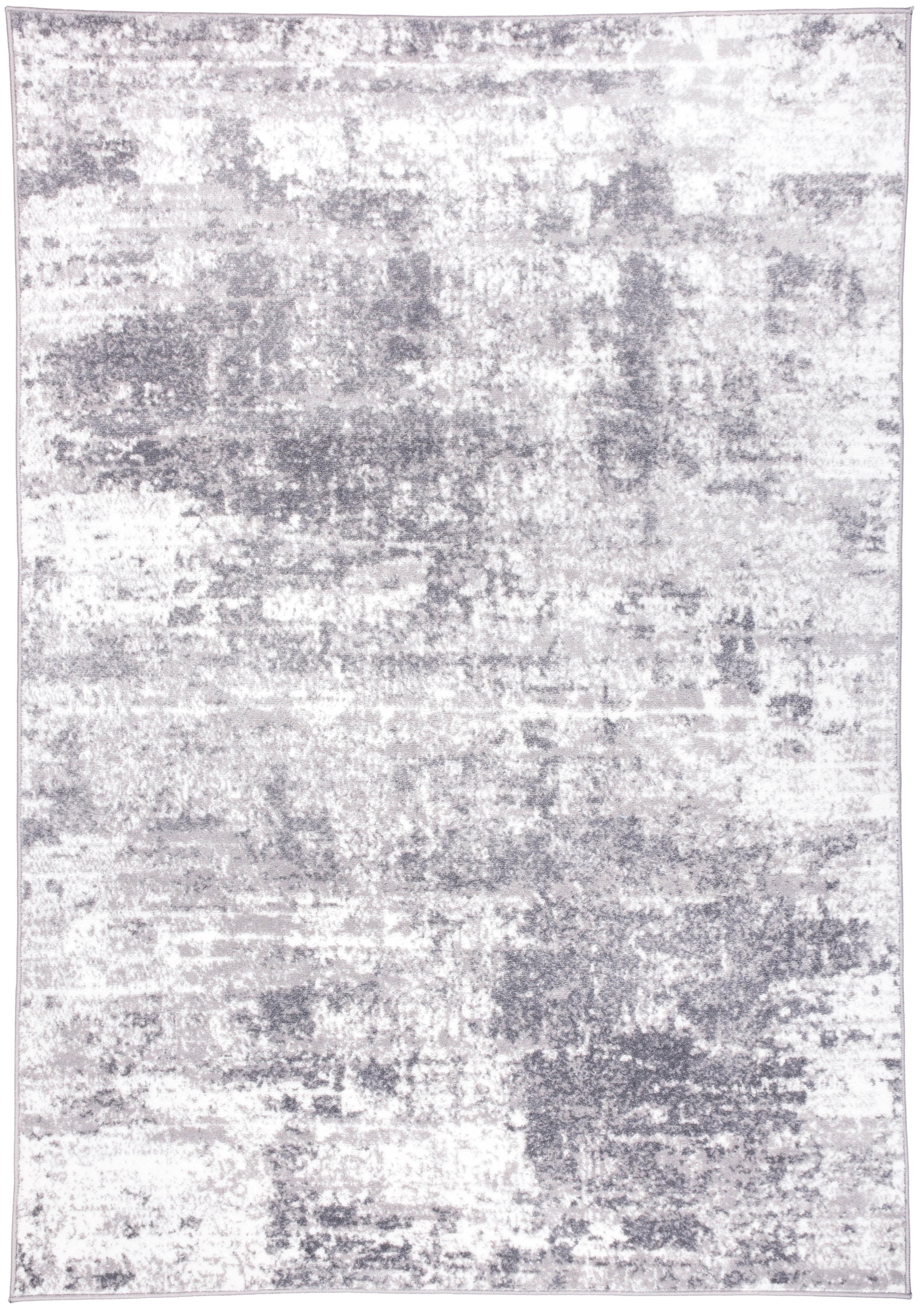 Reversible Distressed Abstract Gray 5' x 7' Synthetic Area Rug