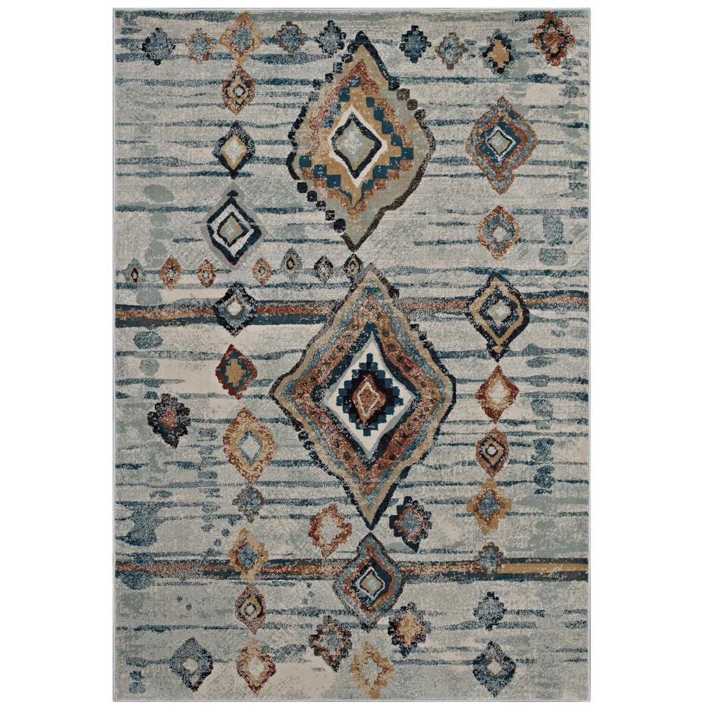 Abstract Diamond Lattice 8' x 10' Blue Synthetic Area Rug