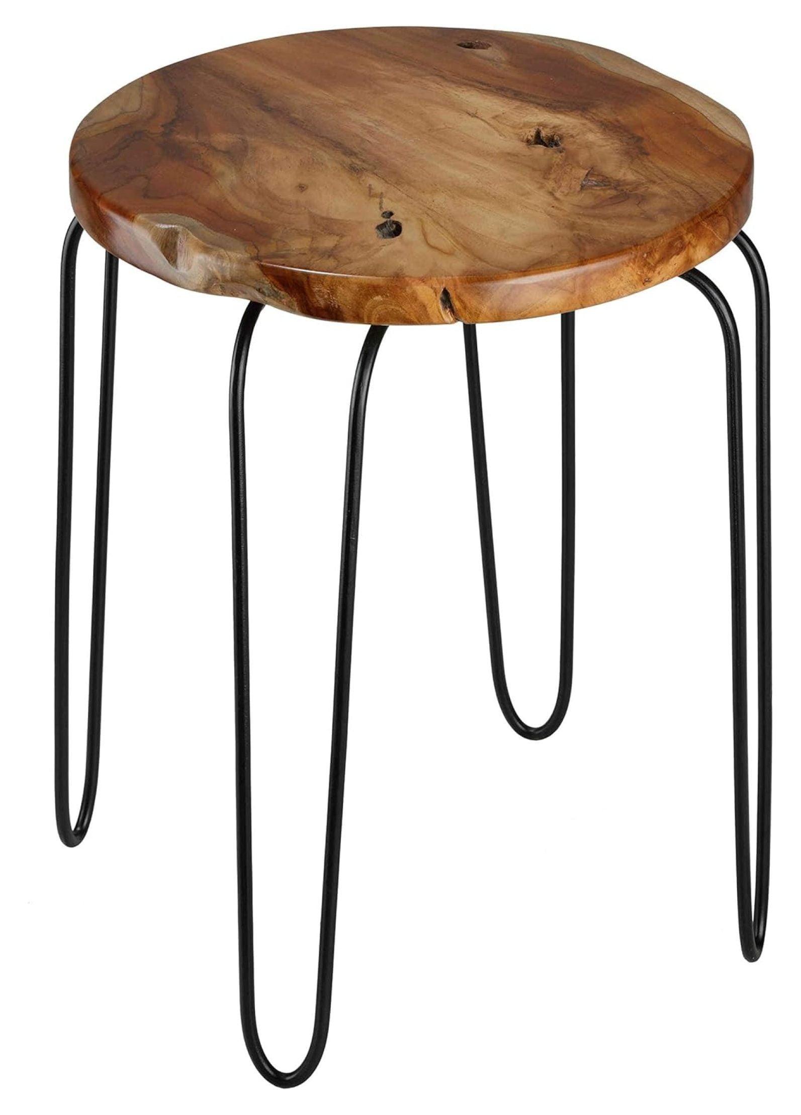 Ditangy Lacie End Table with Round Solid Teak Root Top