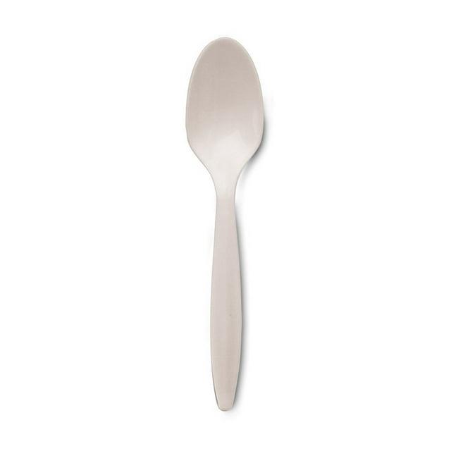 Dixie Plastic Cutlery, Mediumweight Teaspoons, White, 1,000/Carton -DXEPTM21
