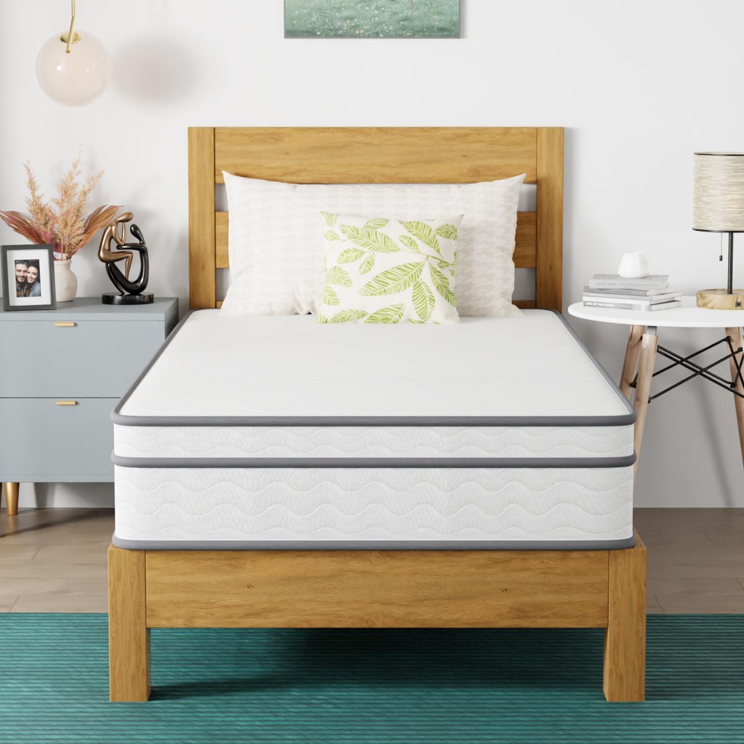 Twin 10-Inch White Innerspring Gel Memory Foam Mattress