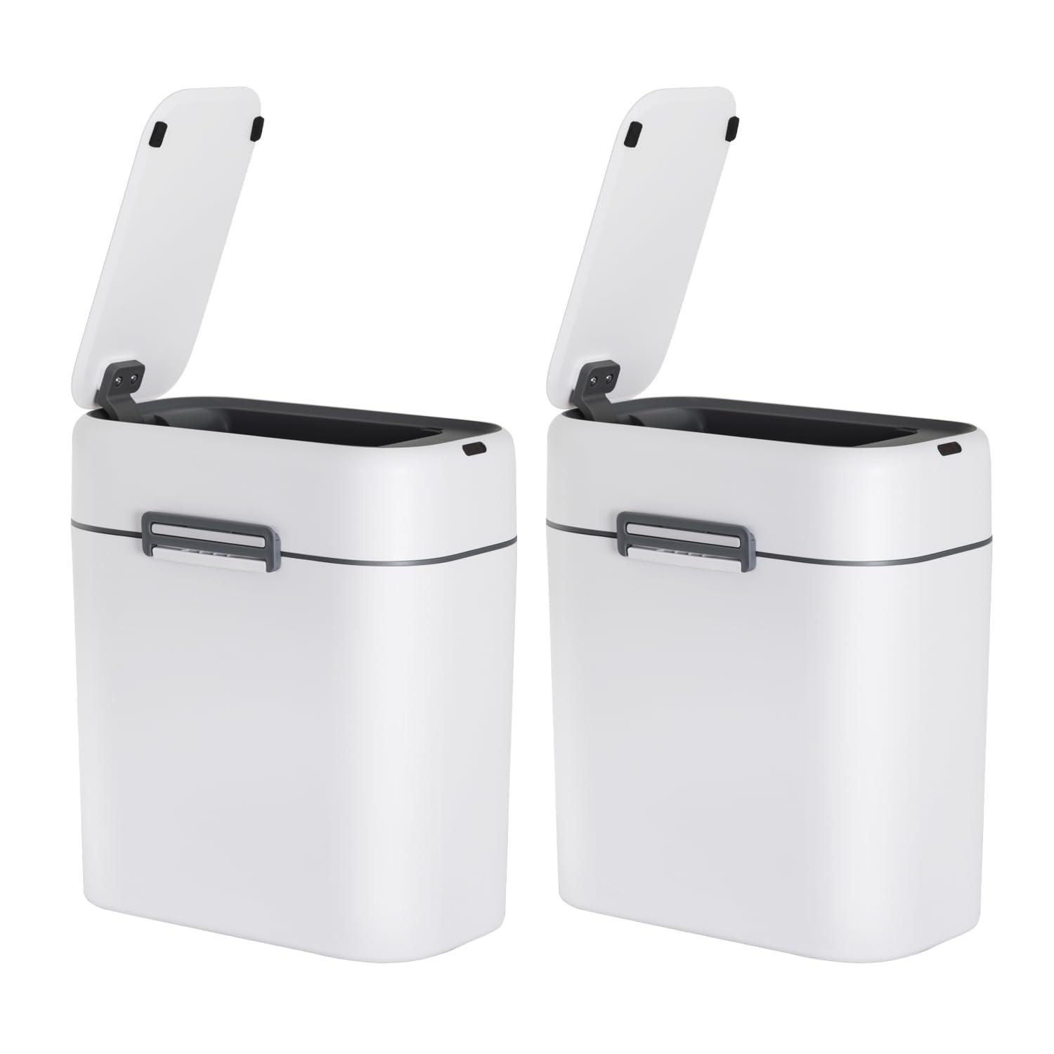 FDW Bathroom Trash Can With Lid 2.2 Gallon Touchless Motion Sensor Small Slim Garbage Can For Bathroom, Bedroom, Office, Living Room (2)