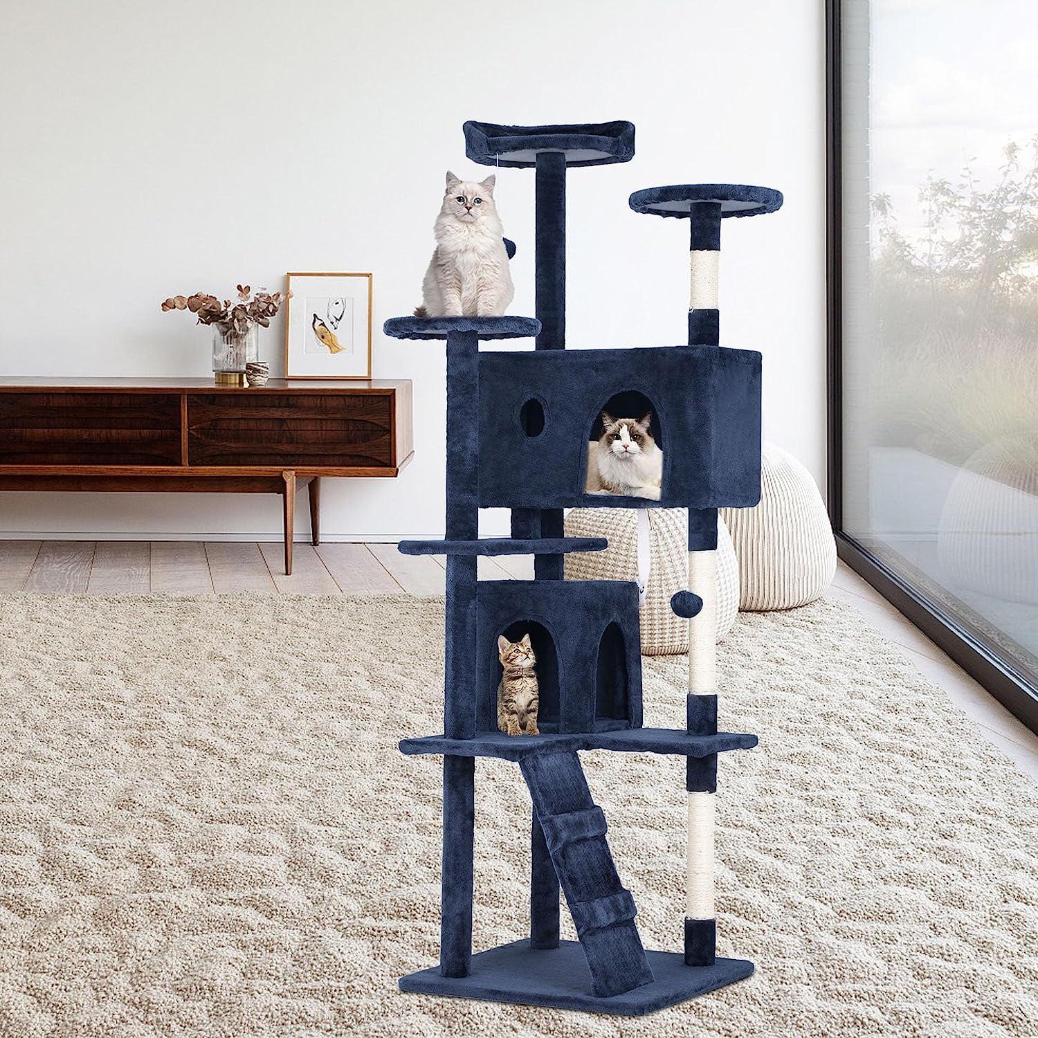 Multi-Level Cat Tree Tower Furniture Activity Center With Scratching Posts, Toys And Condo For Indoor Kittens