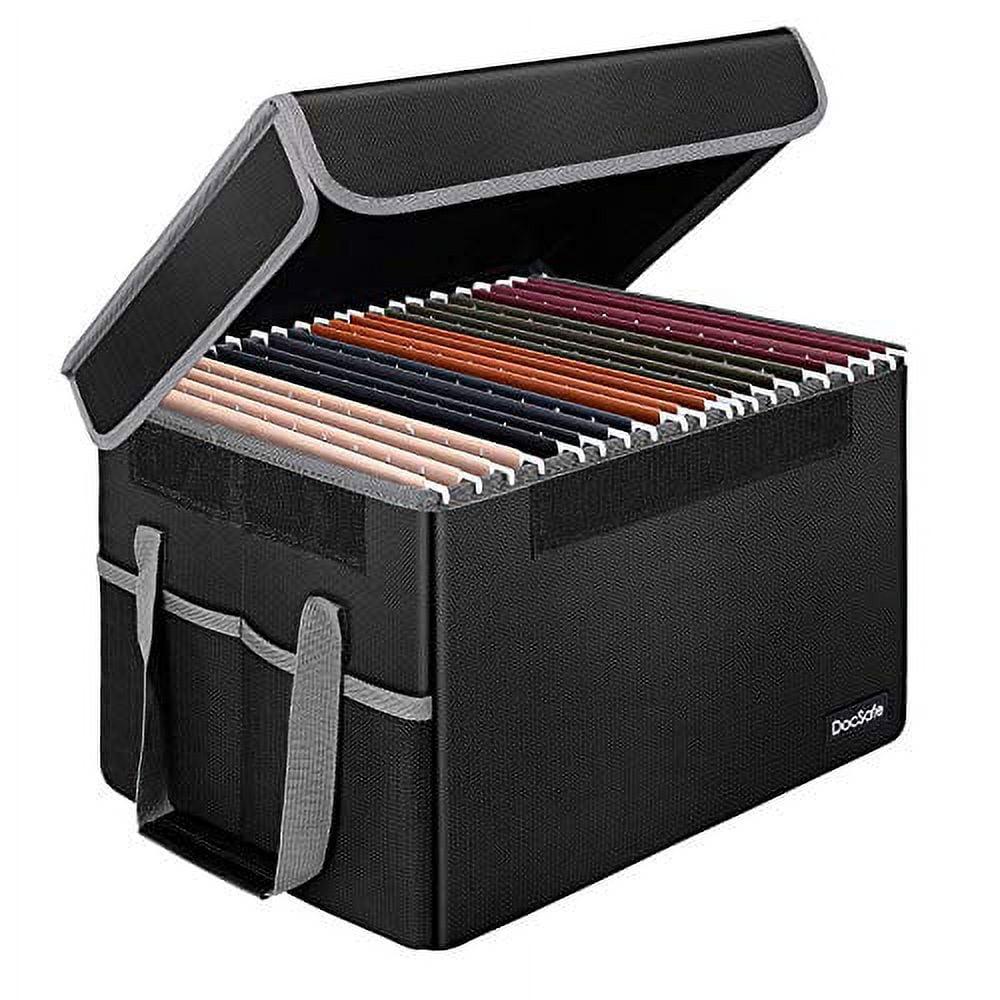 Black Fireproof Collapsible File Storage Organizer Box