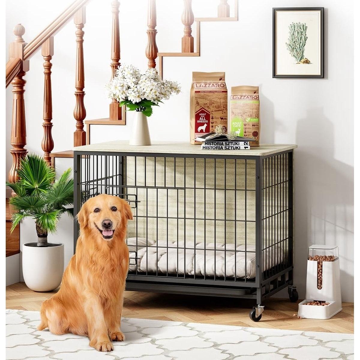Tucker Murphy Pet™ Dog Crate Furniture, Removable Tray And Wheels