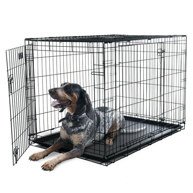 BestMassage 42 Inch Dog Crate Dog Cage Dog Kennel with Double Door Removable Tray & Handle Indoor Outdoor Pet Crate, Black