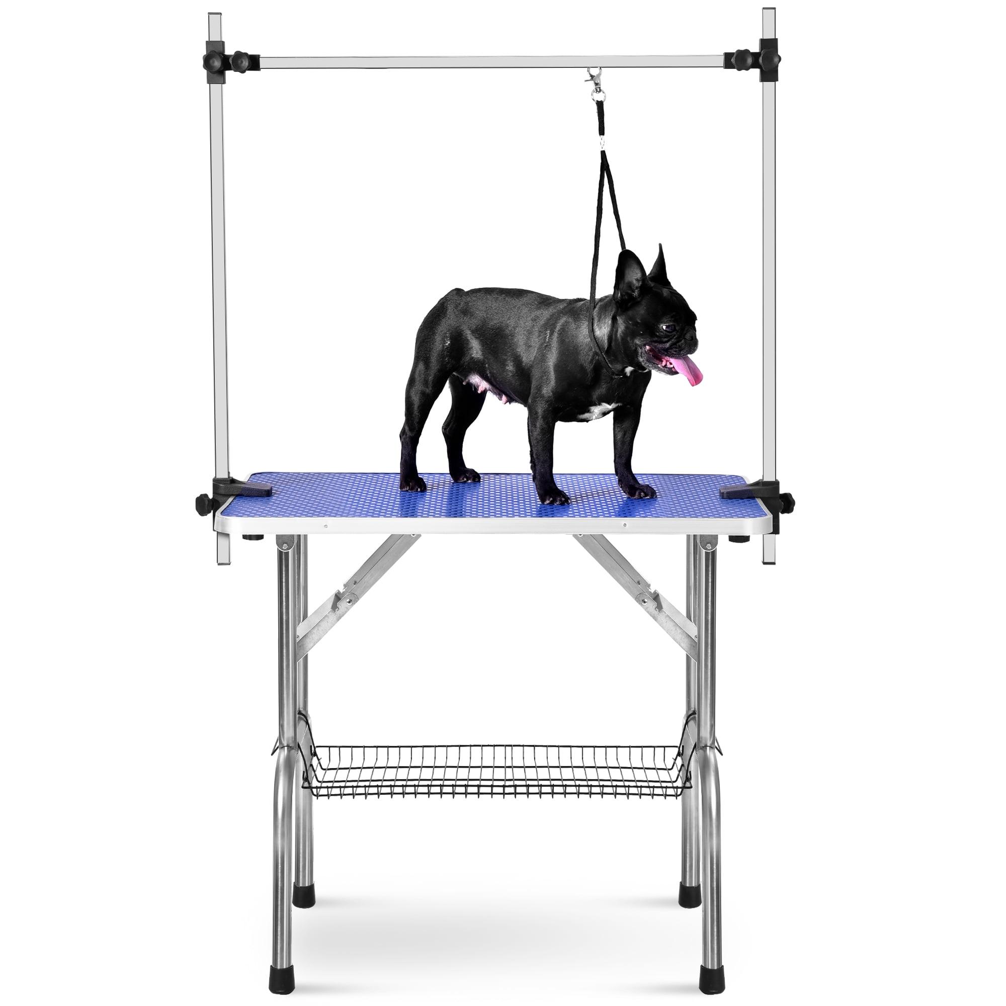 36" Professional Adjustable Pet Grooming Table Heavy Duty with Arm & Nosse & Mesh Tray for Large Dog Cat Shower Table Bath Station, Maximum Capacity Up to 330 LBS