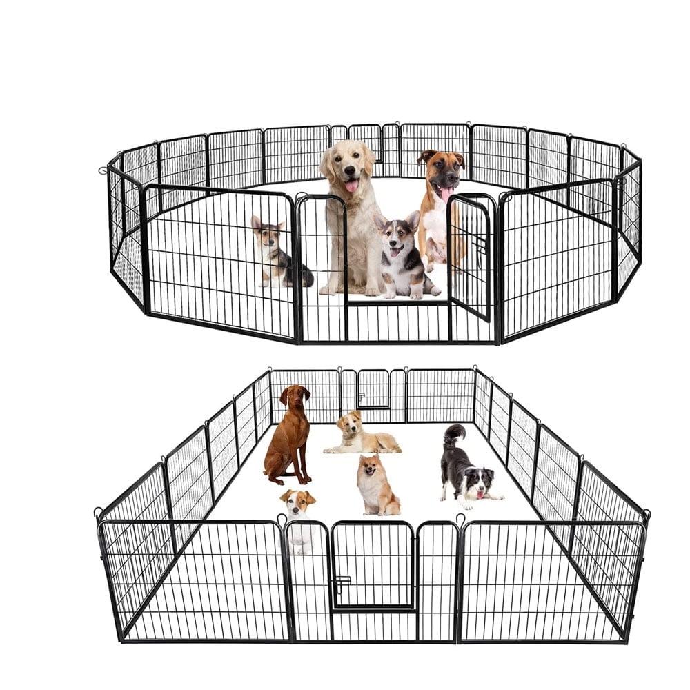 Dog Playpen, 8 Panel Foldable Dog Exercise Pen with Latch, Pet Fence with 360⁰ Hinges and Wire Meshes for Outdoor, Home, Black