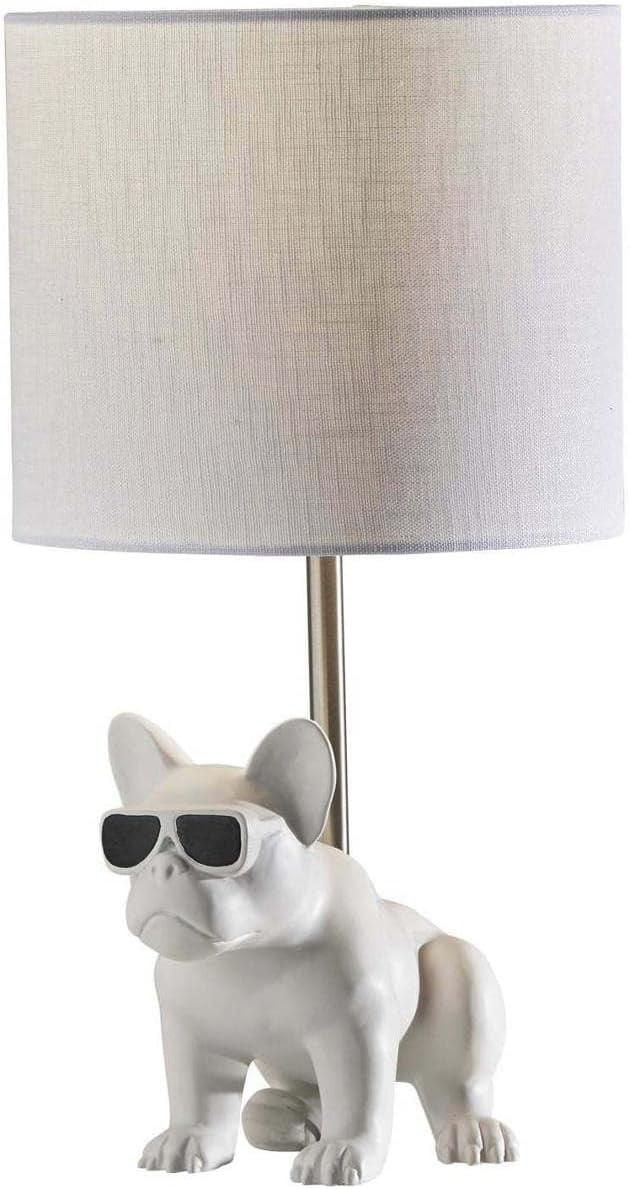 White Bulldog Novelty Table Lamp with Textured Shade