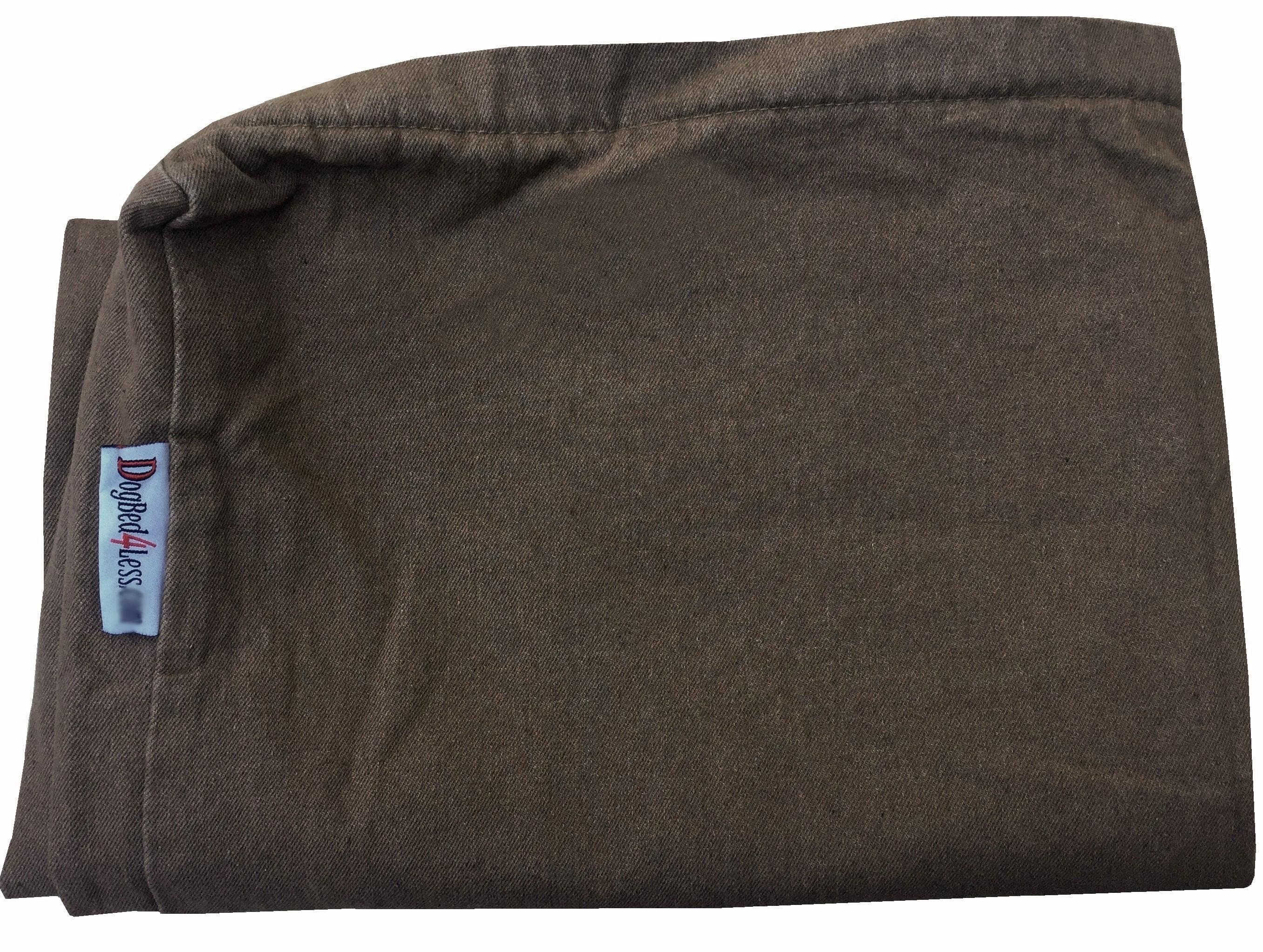 Dogbed4less 35"X20"X4" Size Brown Denim Washable External Replacement Cover Only