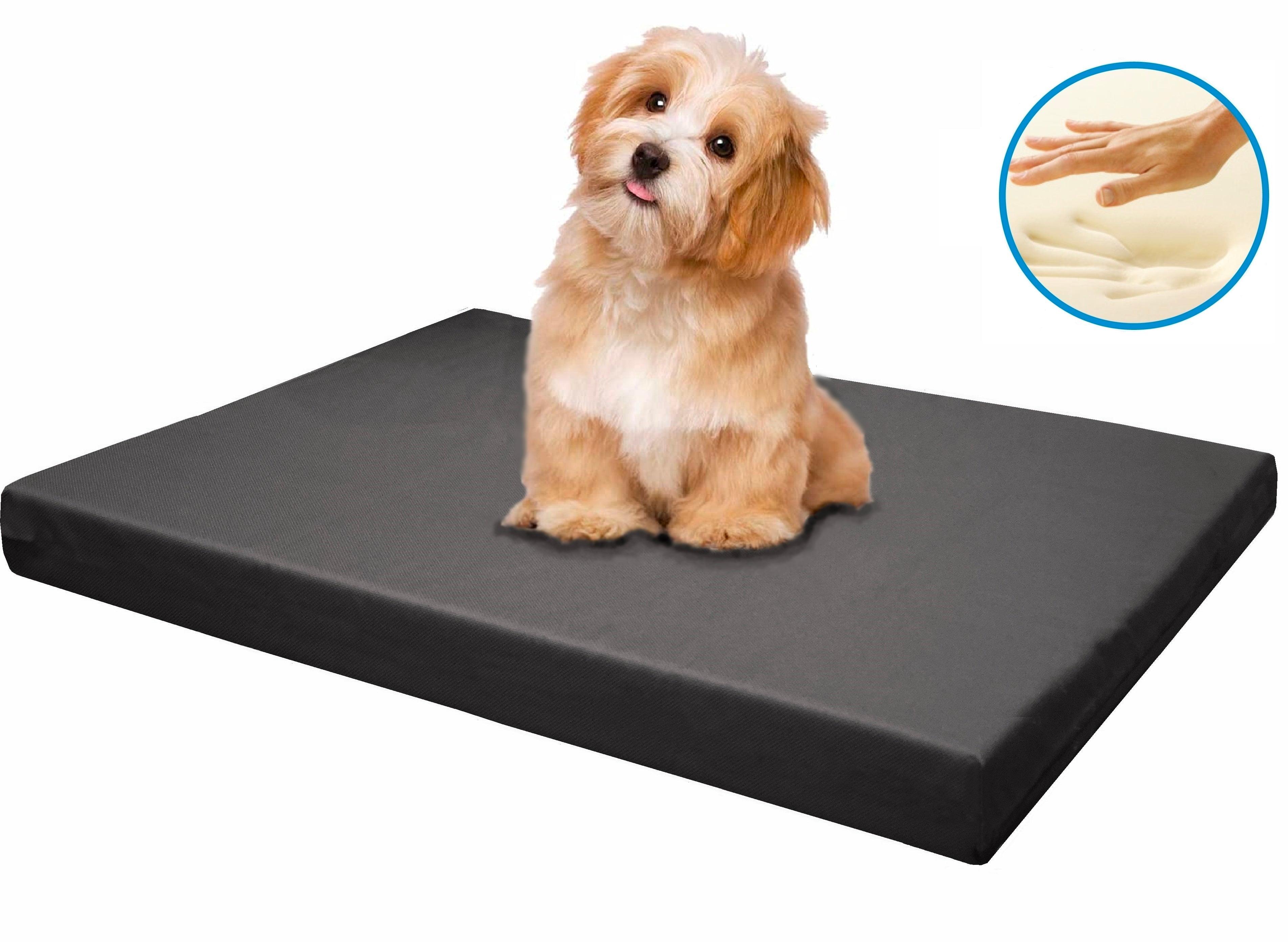 Dogbed4less Memory Foam Platform 24"x16"x3" Dog Bed, Crate Mattress with Space Gray Waterproof Removable Cover