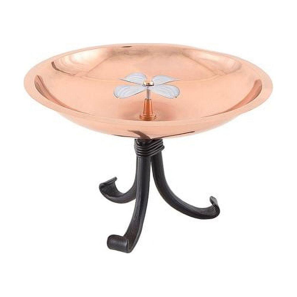 Copper and Black Metal Dogwood Birdbath with Tripod Stand