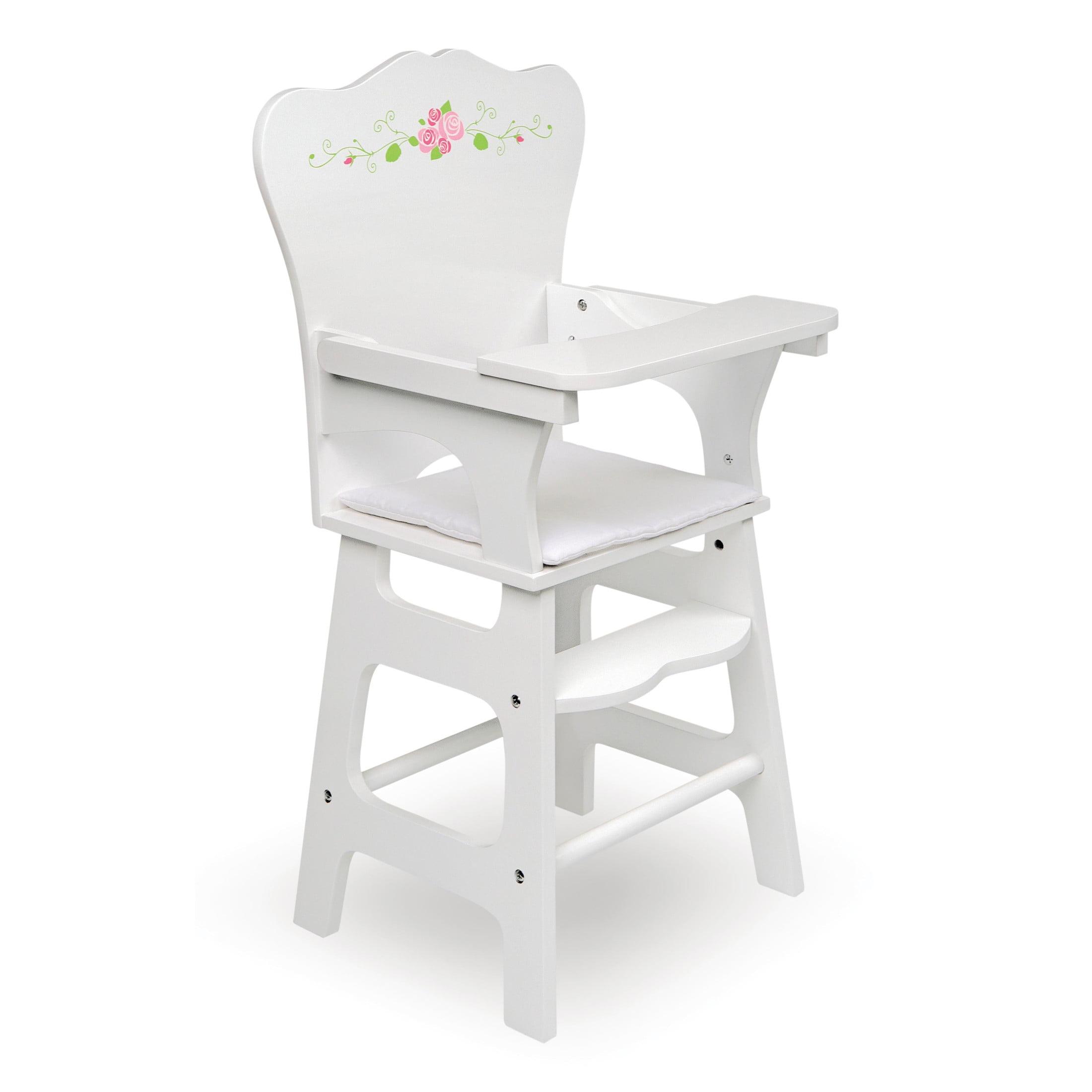 Badger Basket Doll High Chair with Padded Seat - White Rose