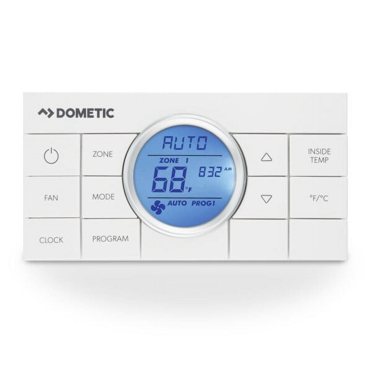 White Multi-Zone RV Thermostat with Blue Digital Display