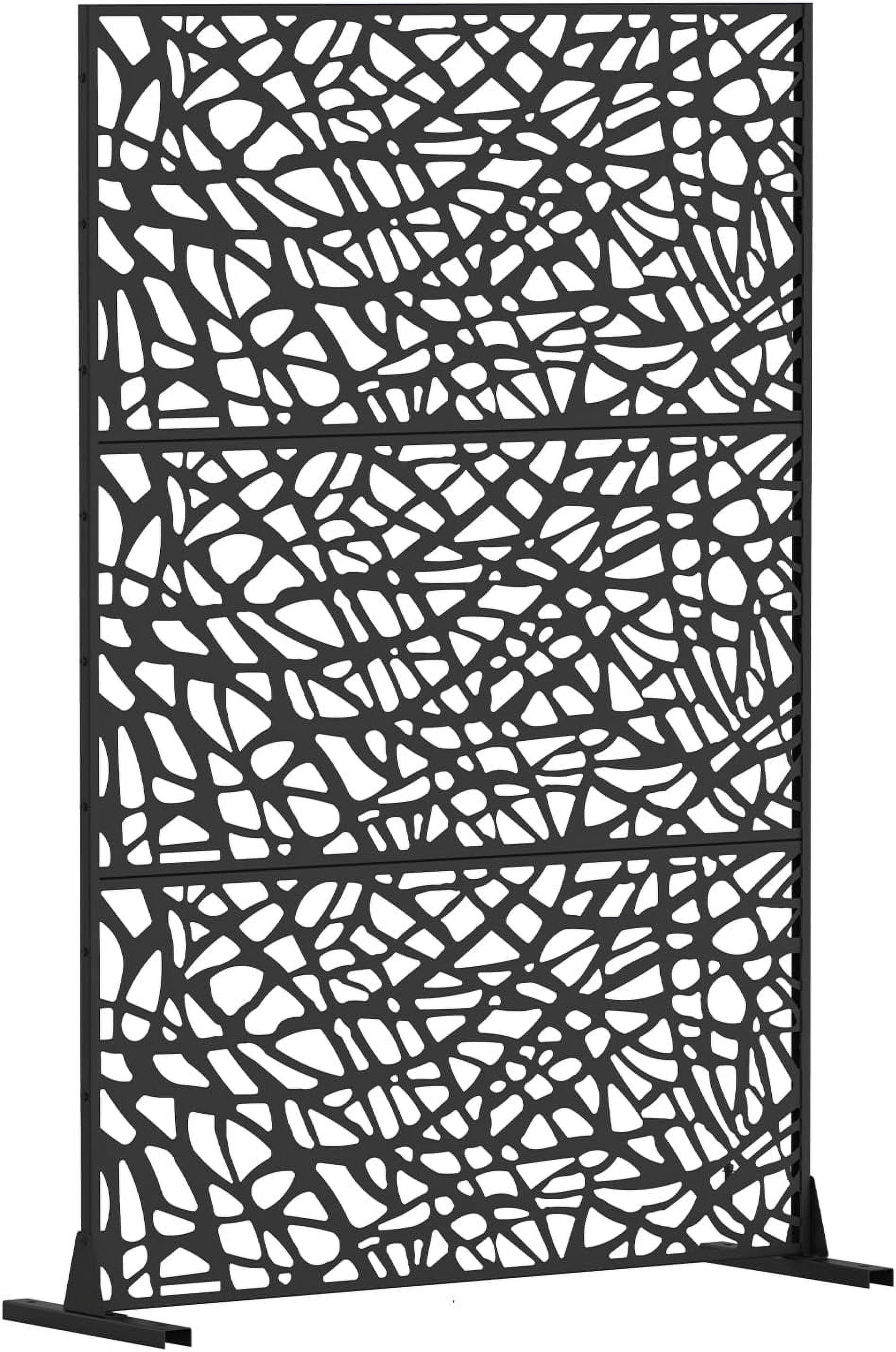 Domi Outdoor Living Privacy Screen, Freestanding, Modern, Black, Plastic Mesh, Galvanized Steel Frame
