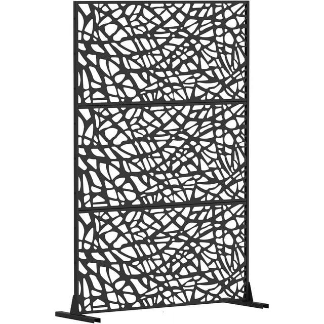 Domi Outdoor Living Privacy Screen, Freestanding, Modern, Black, Plastic Mesh, Galvanized Steel Frame