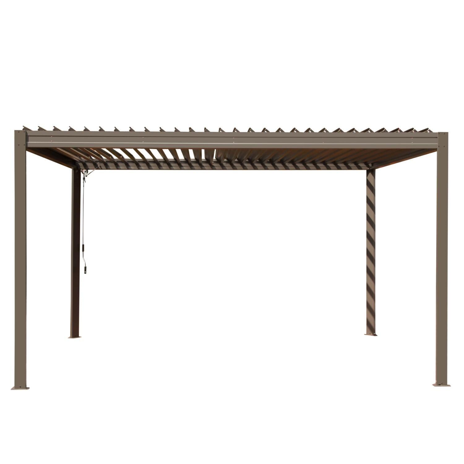 Brown Aluminum 10' x 13' Louvered Pergola with Adjustable Roof