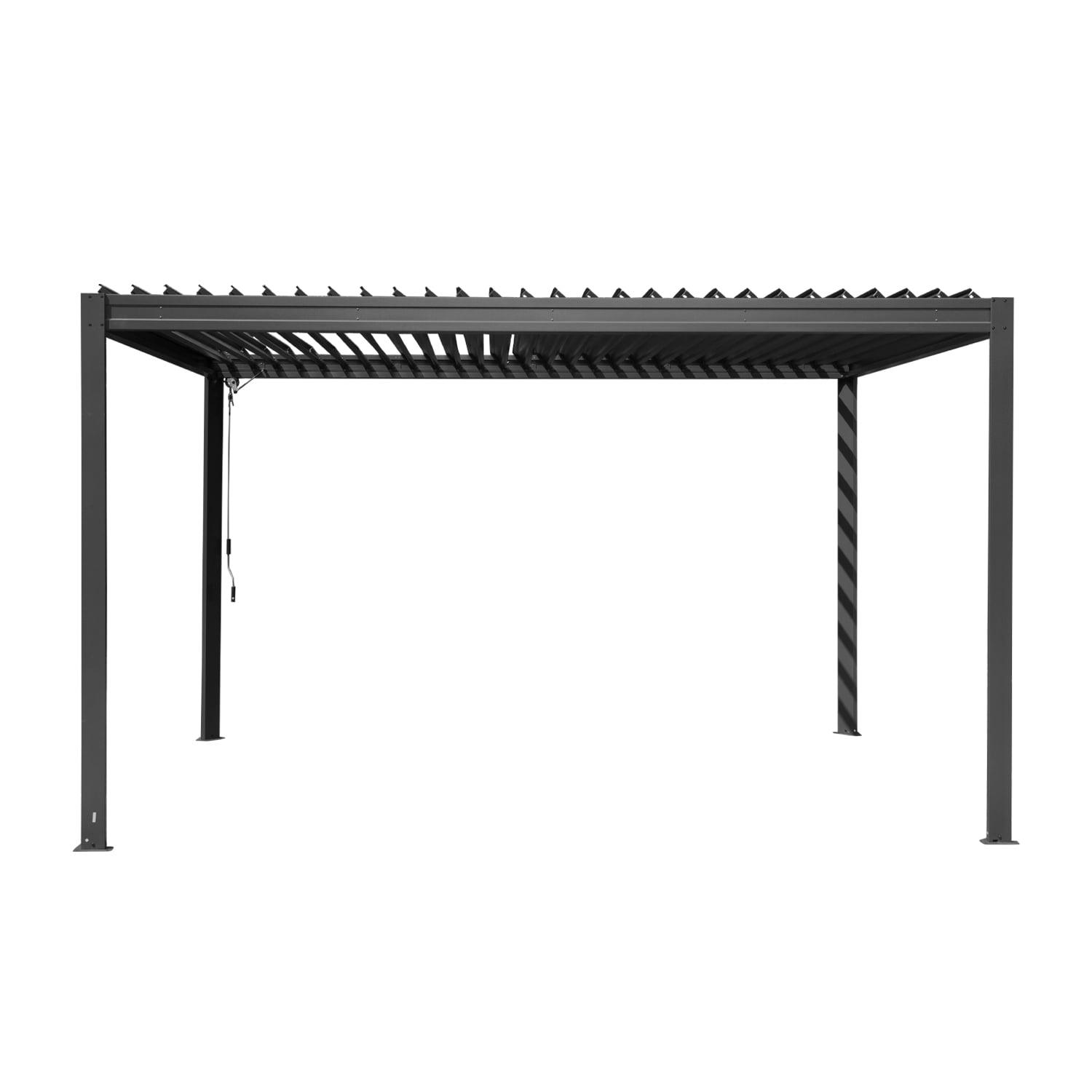 Gray Aluminum Louvered Pergola with Adjustable Roof, 10x13 ft