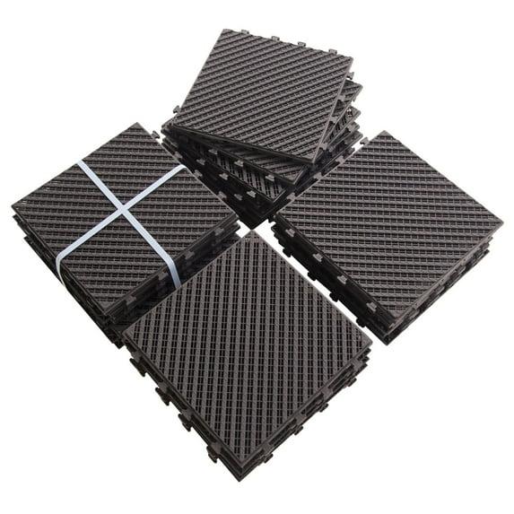 Domi Outdoor Living Plastic Interlocking Deck Tiles, 27 Pieces One Pack, 12"x12" Waterproof Outdoor Flooring All Weather Use Decking Tiles for Shed Floor Porch Poolside Garden Backyard, Brown