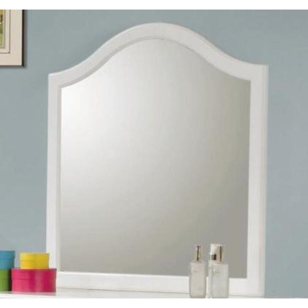 White Transitional Rectangular Kids Dresser Mirror