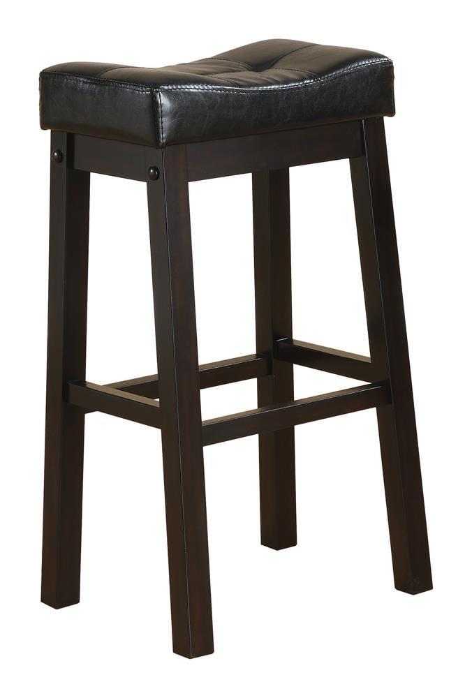 Contemporary Black Leather Saddle Bar Stool 30"