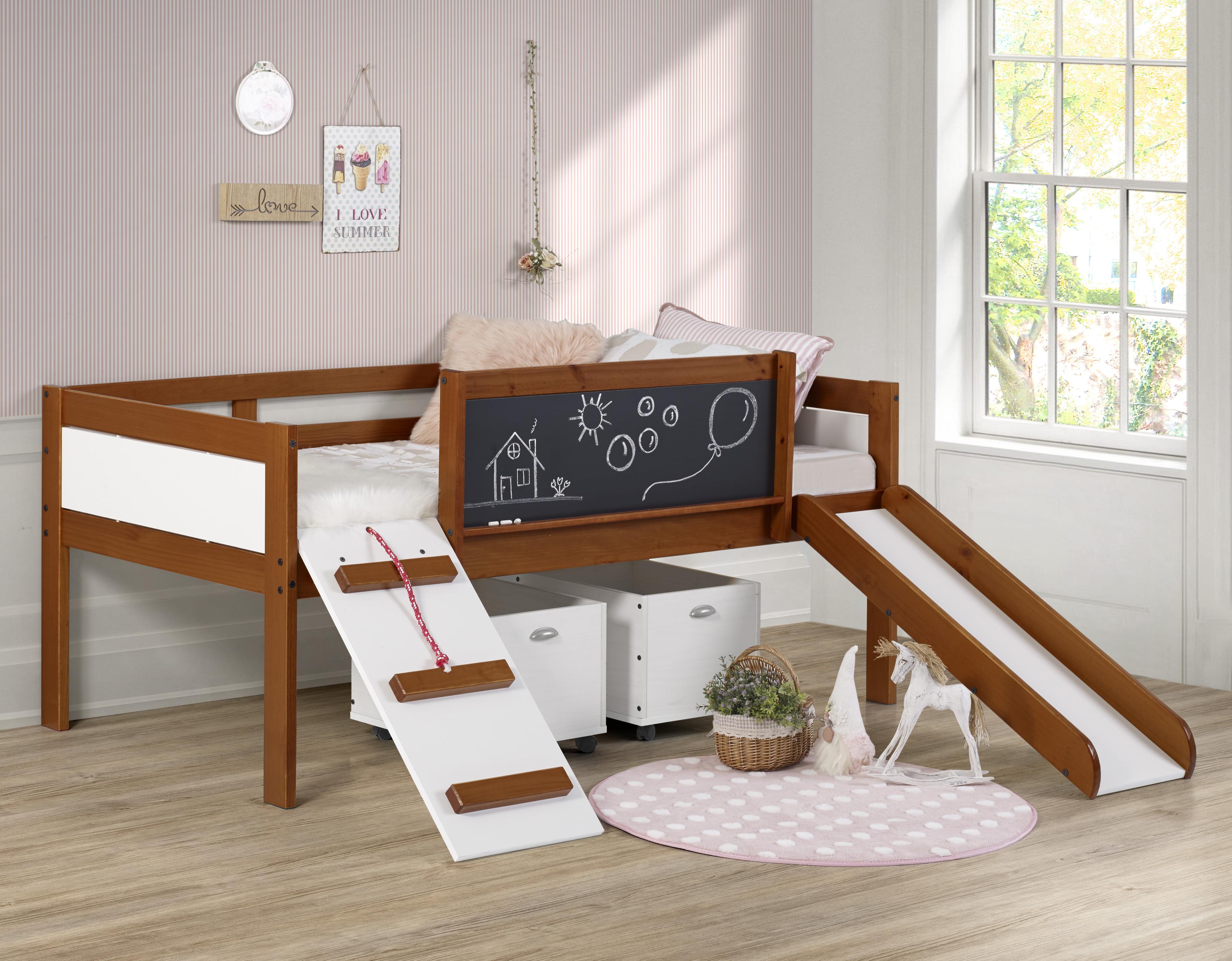 Espresso Pine Twin Loft Bed with Storage and Slide