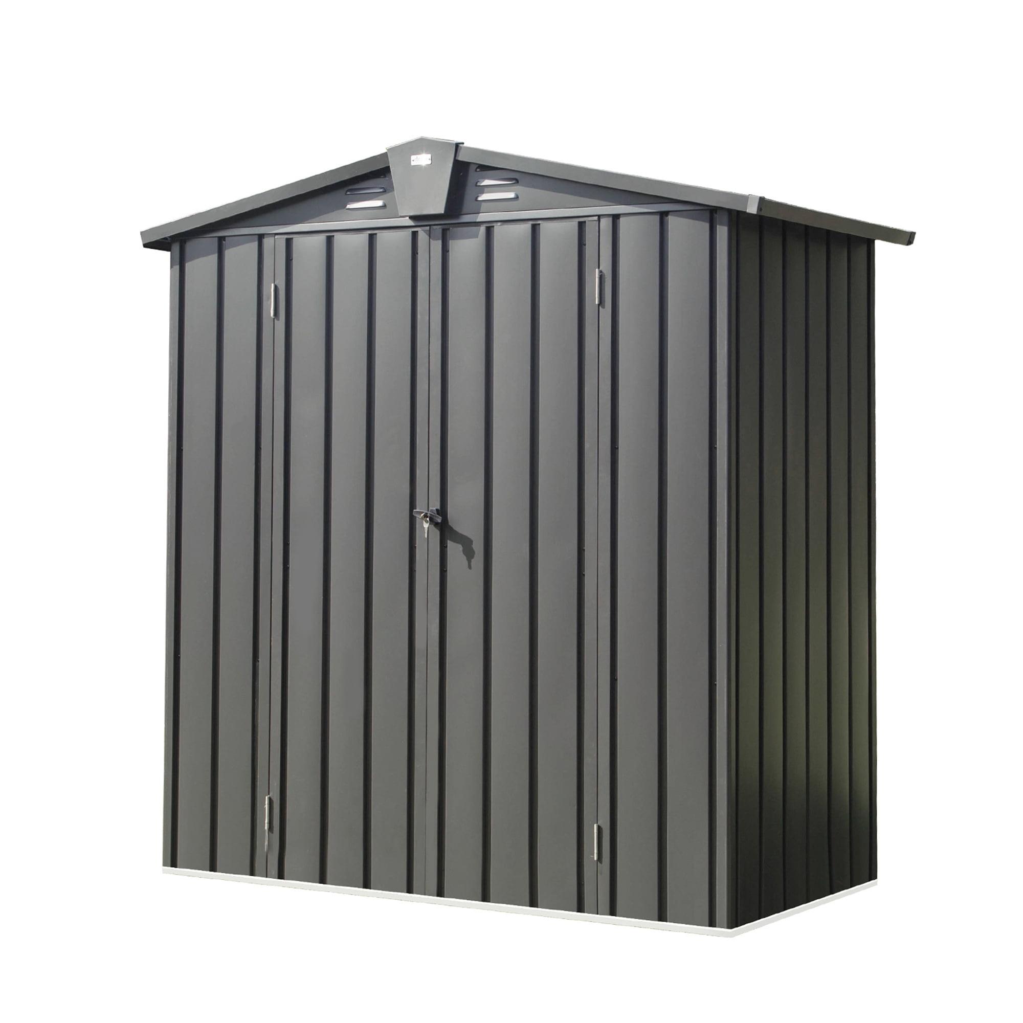 Outdoor Storage Shed 5.7x3 FT, Metal Outside Sheds&Outdoor Storage Galvanized Steel, Tool Shed with Lockable Double Door for Patio, Backyard, Garden, Lawn (5.7x3ft, Black) 00029