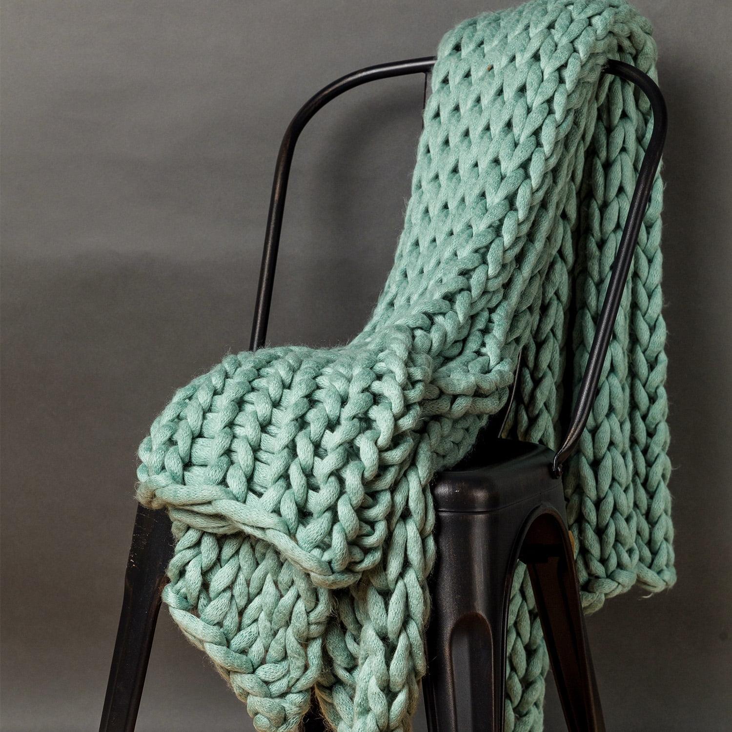 Donna Sharp Aqua Chunky Knit Woven Throw Blanket