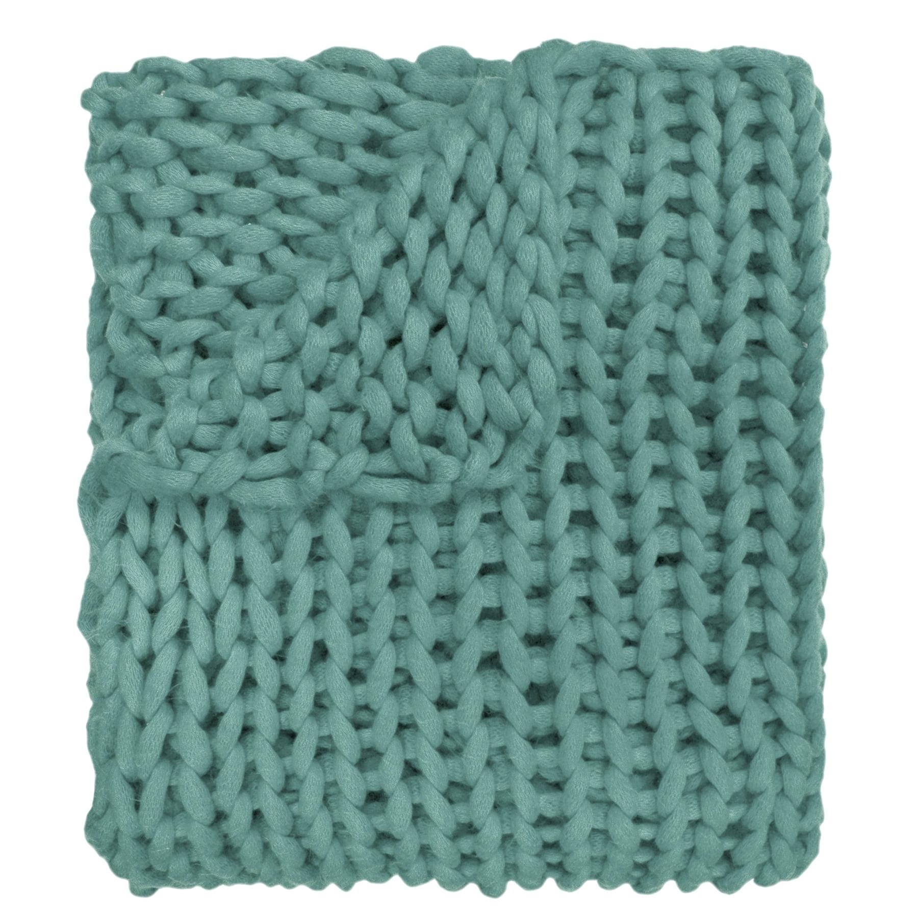 Donna Sharp Aqua Chunky Knit Woven Throw Blanket