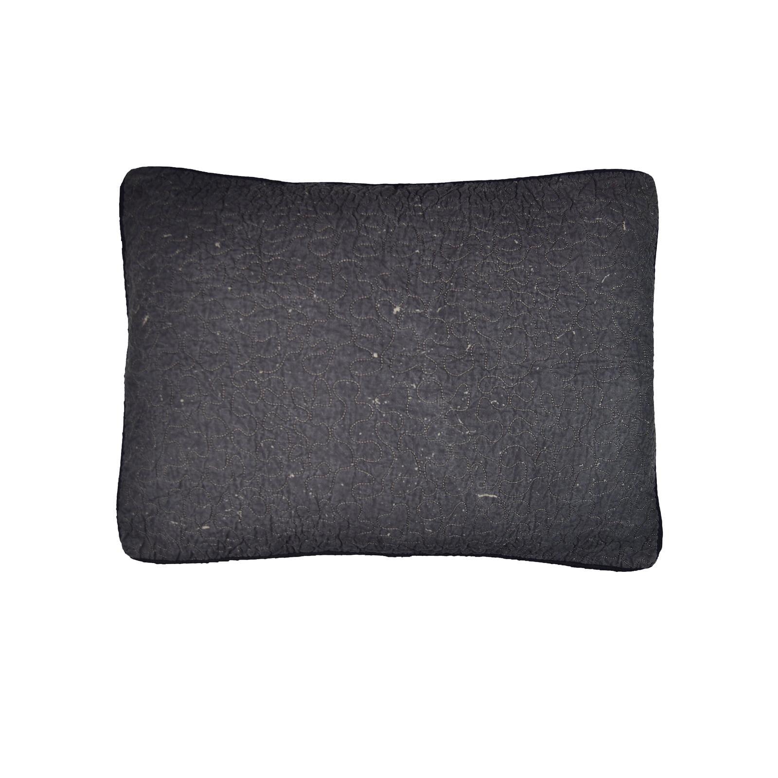 Charcoal Quilted Cotton and Polyester Standard Sham