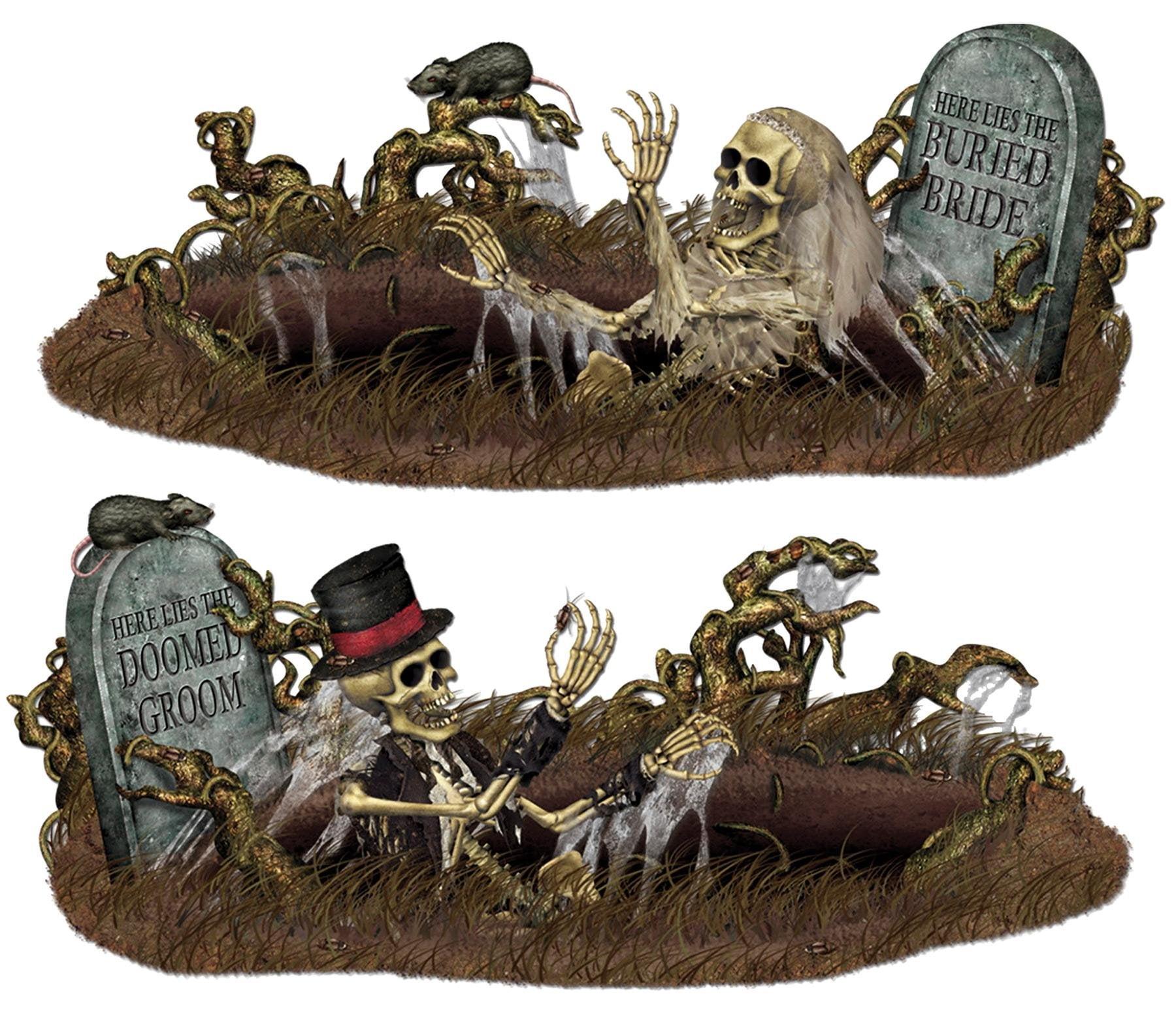 Beistle 33 1/2" x 5' 3" Doomed Groom and Buried Bride Props 4/Pack 00907