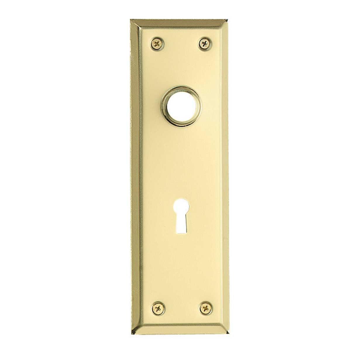 Polished Brass Rectangular Door Back Plate with Keyhole