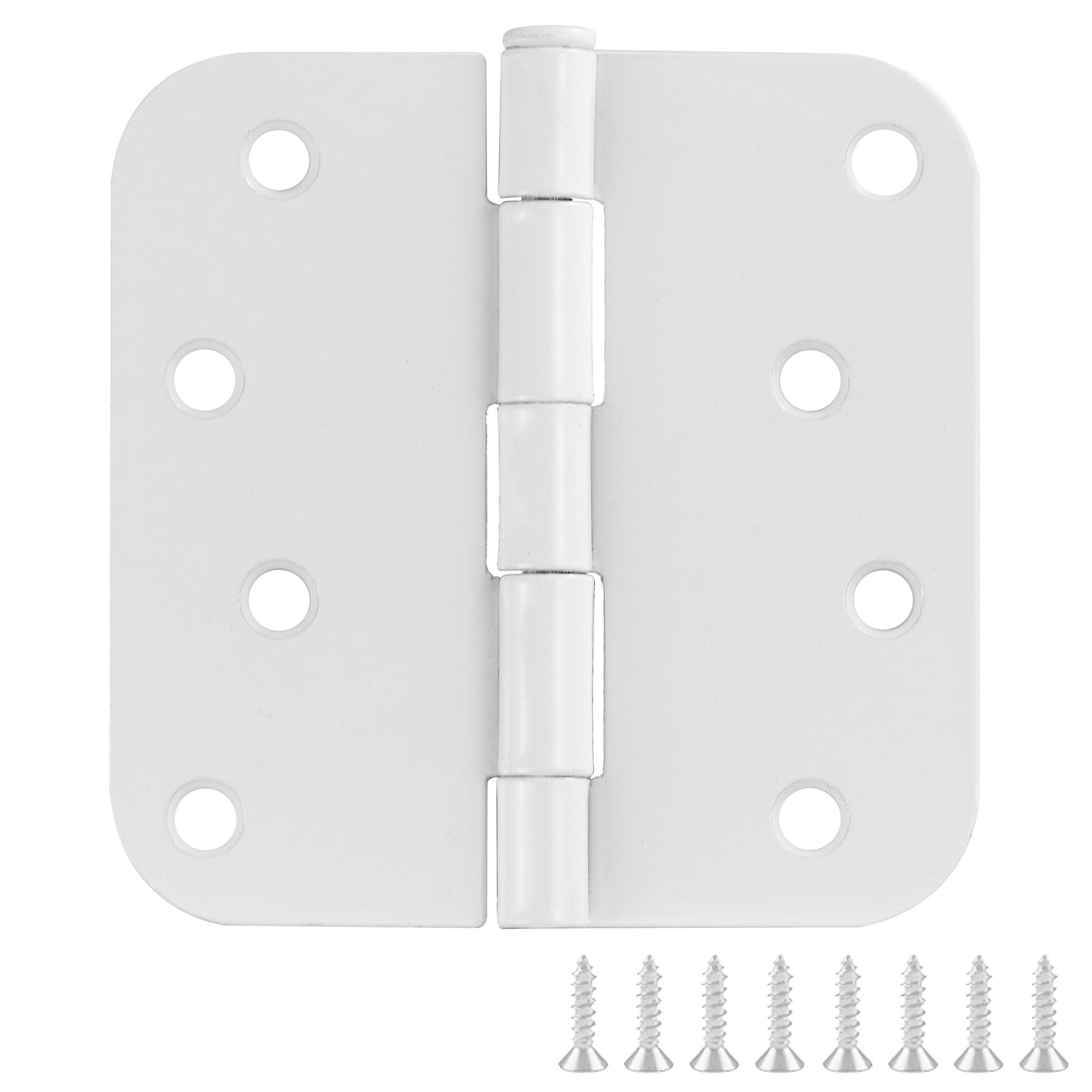 Door Hinges for Interior Doors 9-Pack 4-inch x 4-inch – Rounded 5/8-inch Radius Steel Door Hinge – Painted White – Fits Standard Doors – Design House 189381