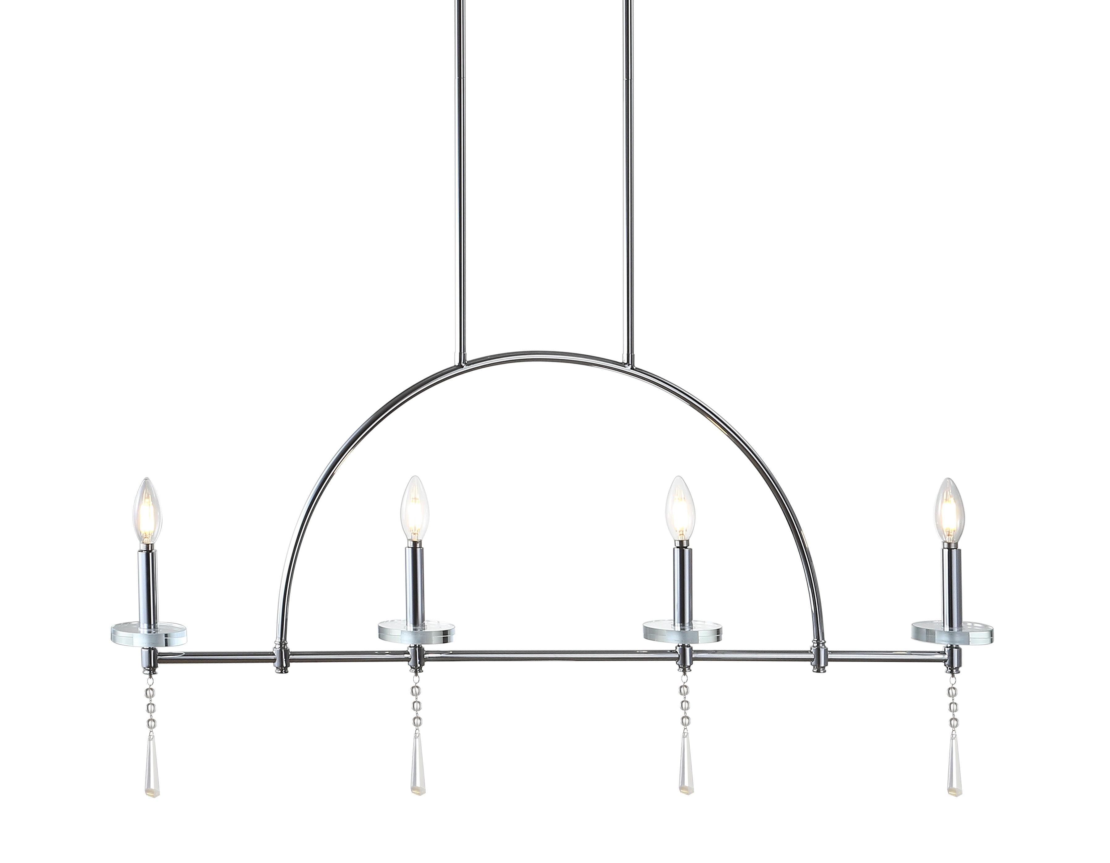 Doris 41" 4-light Linear Metal/Crystal LED Pendant, Chrome